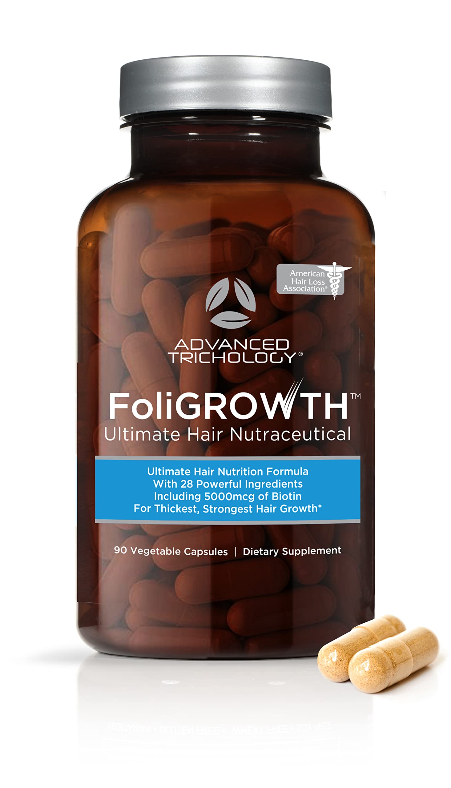 Advanced Trichology FoliGROWTHÃ¢ÂÂ¢ Hair Growth Supplement for Thicker Fuller Hair | Approved by the American Hair Loss Association, Revitalize Thinning Hair, Backed by 20 Years of Experience in Hair Loss