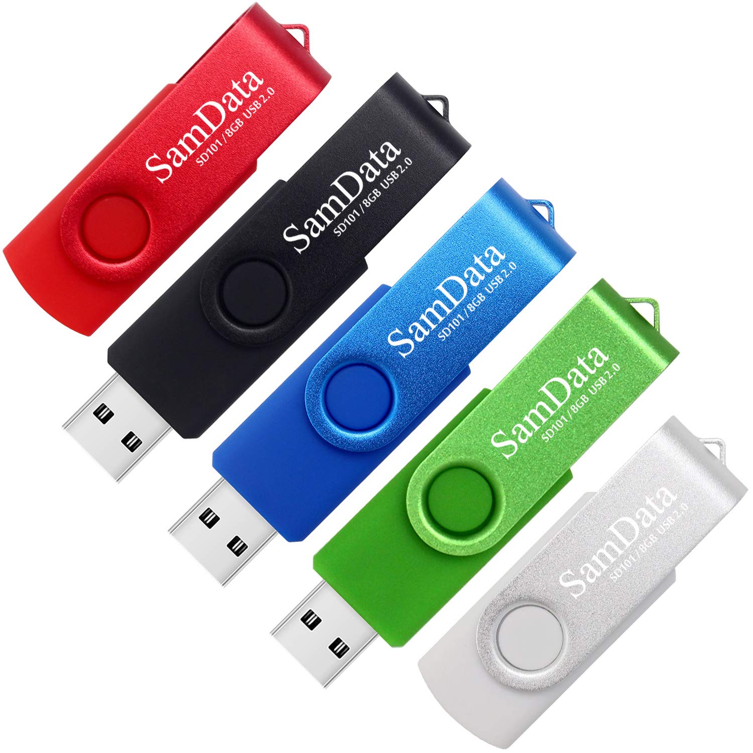 SamData 16GB USB Flash Drives 2 Pack 16GB Thumb Drives Memory Stick Jump Drive with LED Light for Storage and Backup (2 Colors: Black Blue)