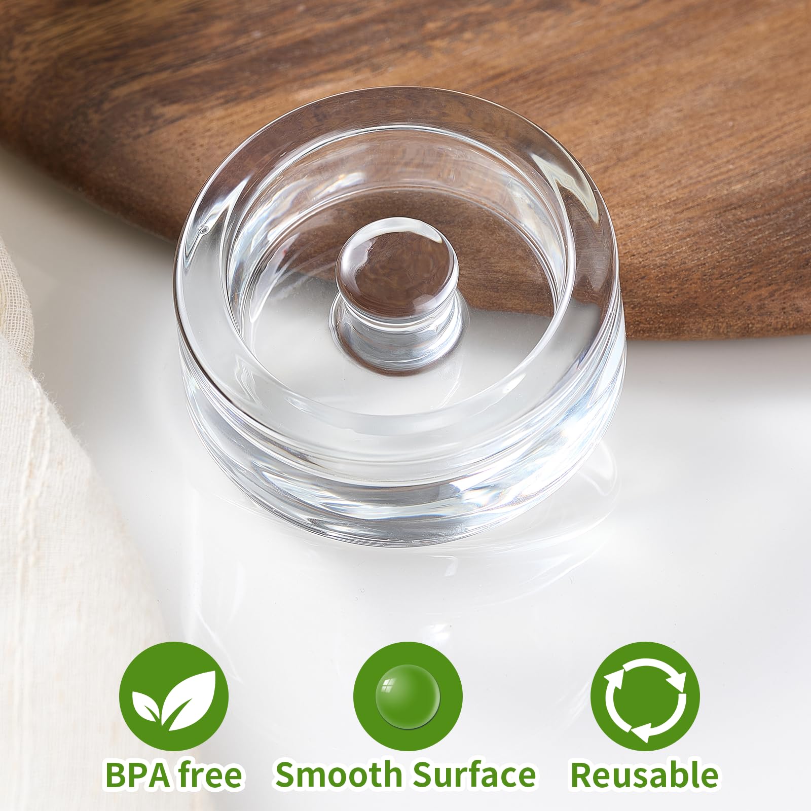 MFacoy 4-Pack of Fermentation Glass Weights with Easy Grip Handle for Great Wide Mouth Canning Mason Jars, Pickling Sourkrout Kraut Glass Weight Fermentation Kit with Easy Grip Handle, Dishwasher Safe