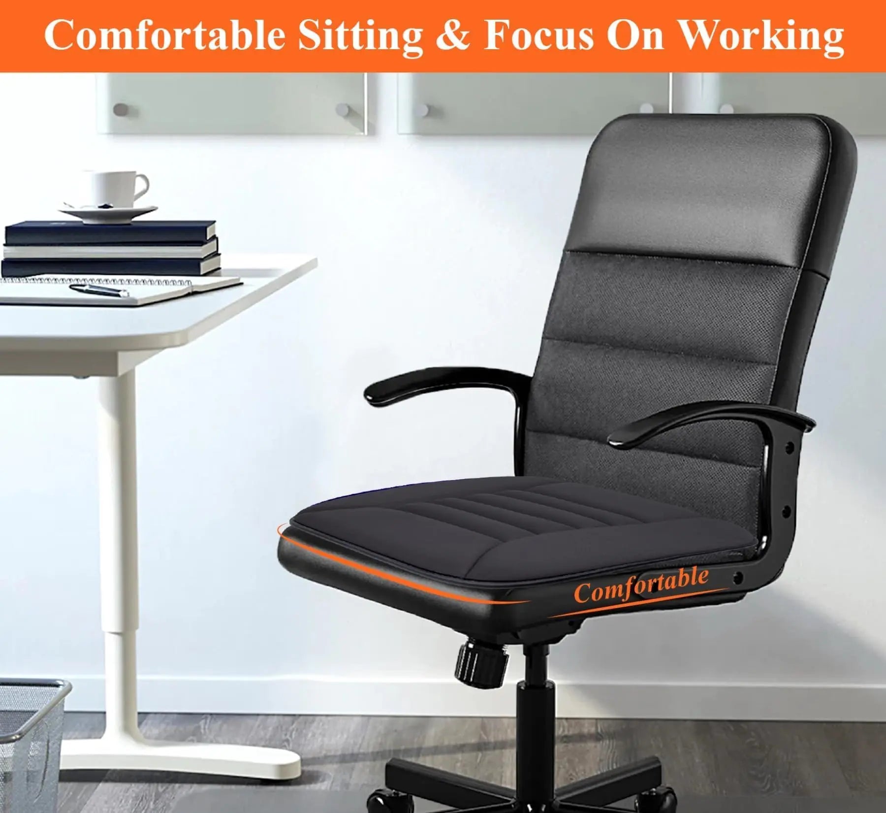kingphenix Car Seat Cushion with 1.2inch Comfort Memory Foam, Seat Cushion for Car and Office Chair (Black)