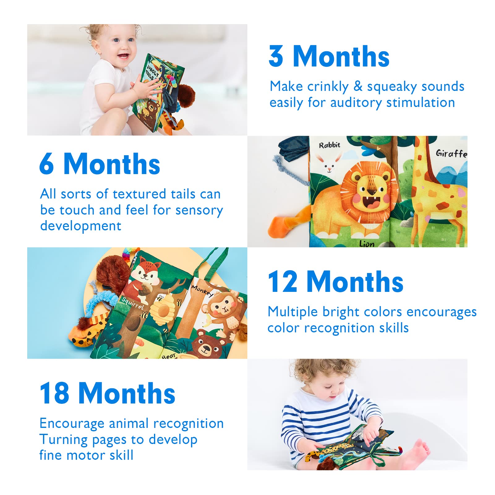 hahaland Baby Books 0-6 Months,Infant Tummy Time Toy Sensory Toys 6 to 12 Months Touch Feel Book Travel Toy Gifts for Boy Girl 0-3 Month Baby Shower Christmas Birthday Gifts Stocking Stuffers (Single)