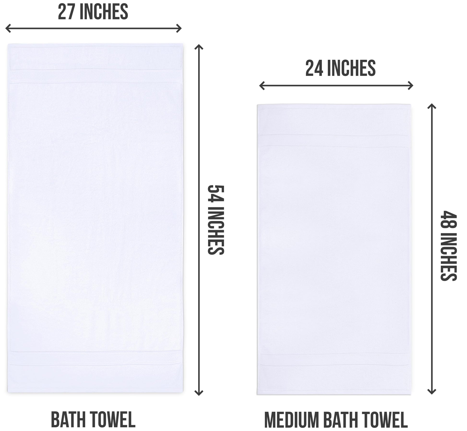 Utopia Towels 6 Pack Medium Bath Towel Set, 24 by 48 Inches, 500 GSM 100% Ring Spun Cotton, Lightweight and Highly Absorbent Quick Drying Premium Towels for Hotel, Spa and Bathroom, White