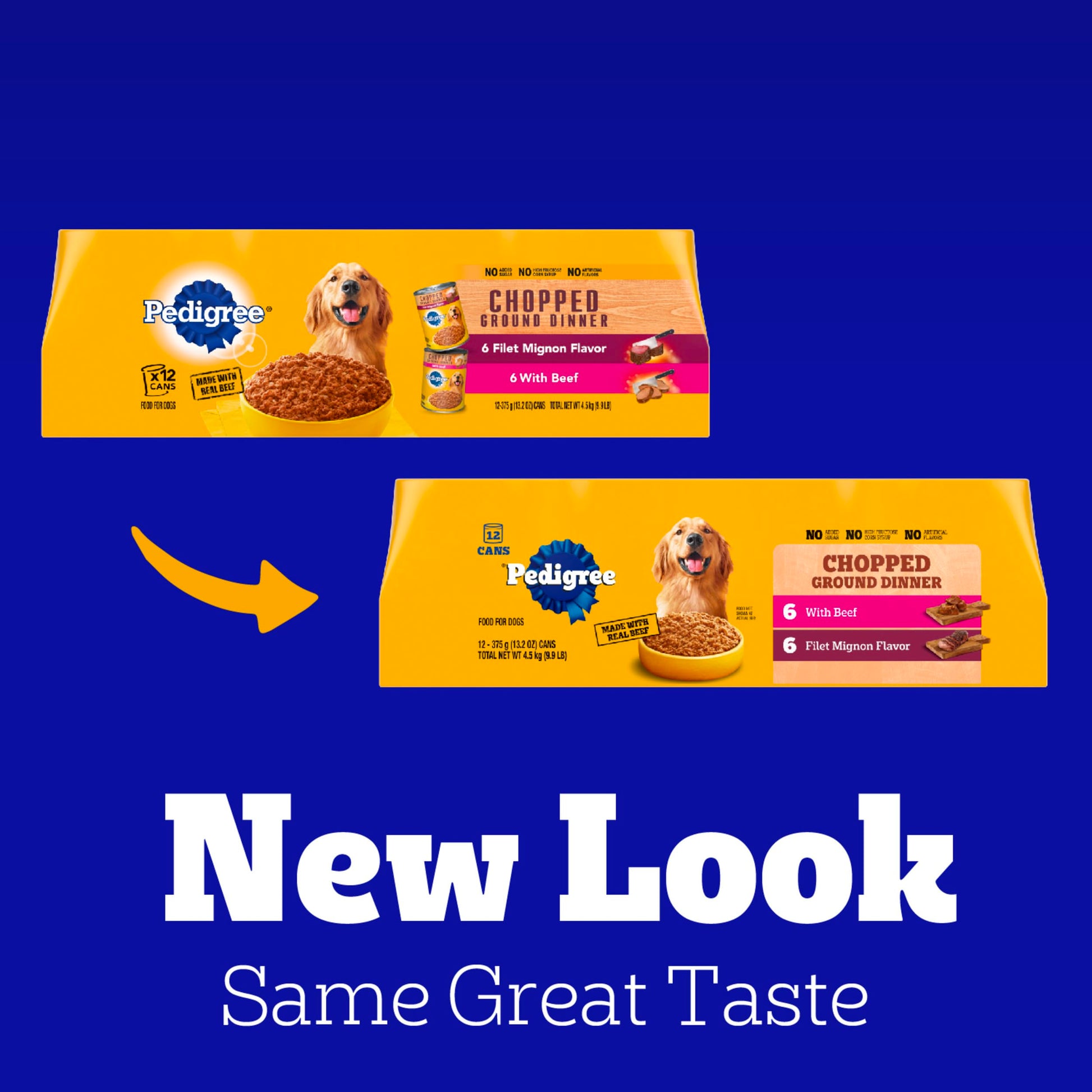 Pedigree Chopped Ground Dinner Wet Dog Food Filet Mignon & Beef Variety Pack, 13.2 oz. Cans (12 Count, Pack of 1)