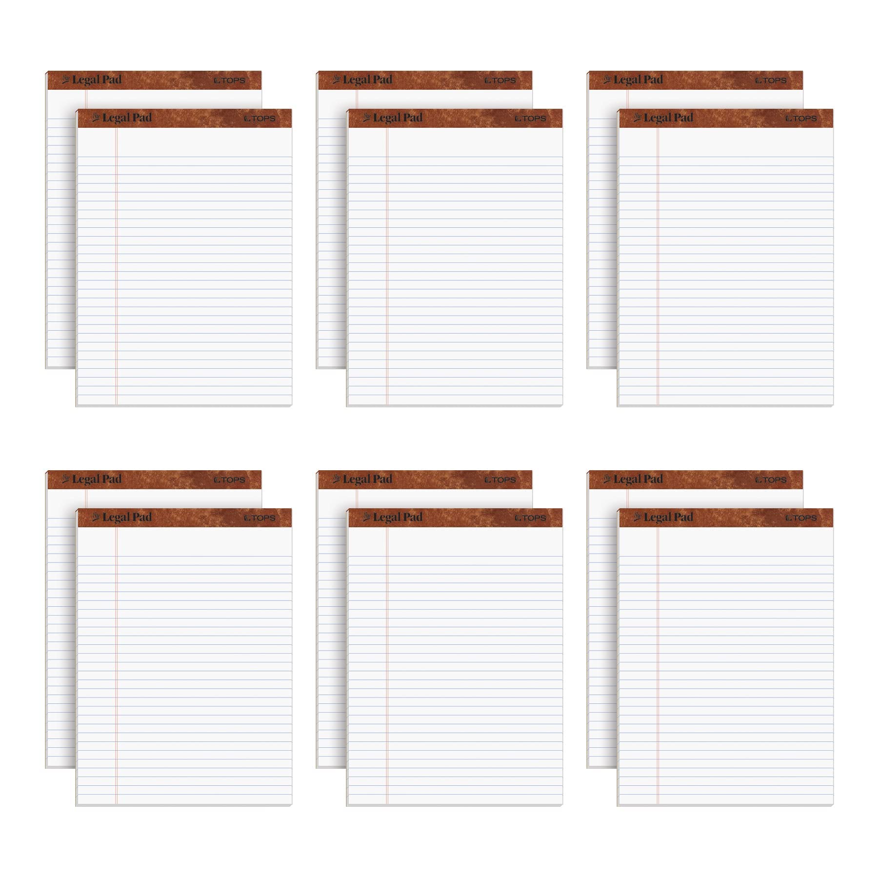 TOPS 8.5 x 11 3/4 Legal Pads, 12 Pack, The Legal Pad Brand, Wide Ruled, White Paper, 50 Sheets Per Writing Pad, Made in the USA (7533)
