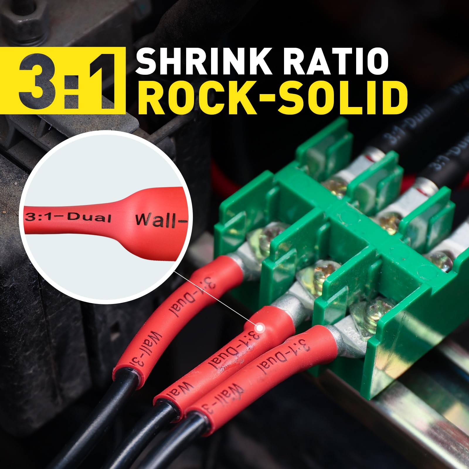 haisstronica 3:1 Heat Shrink Tubing Kit, Adhesive Lined Marine Resistant Grade Shrink Wrap - 1.75"length 6 Size Perfect for Home and Industrial, 1/8"-3/4" 220PCS - Black, Red