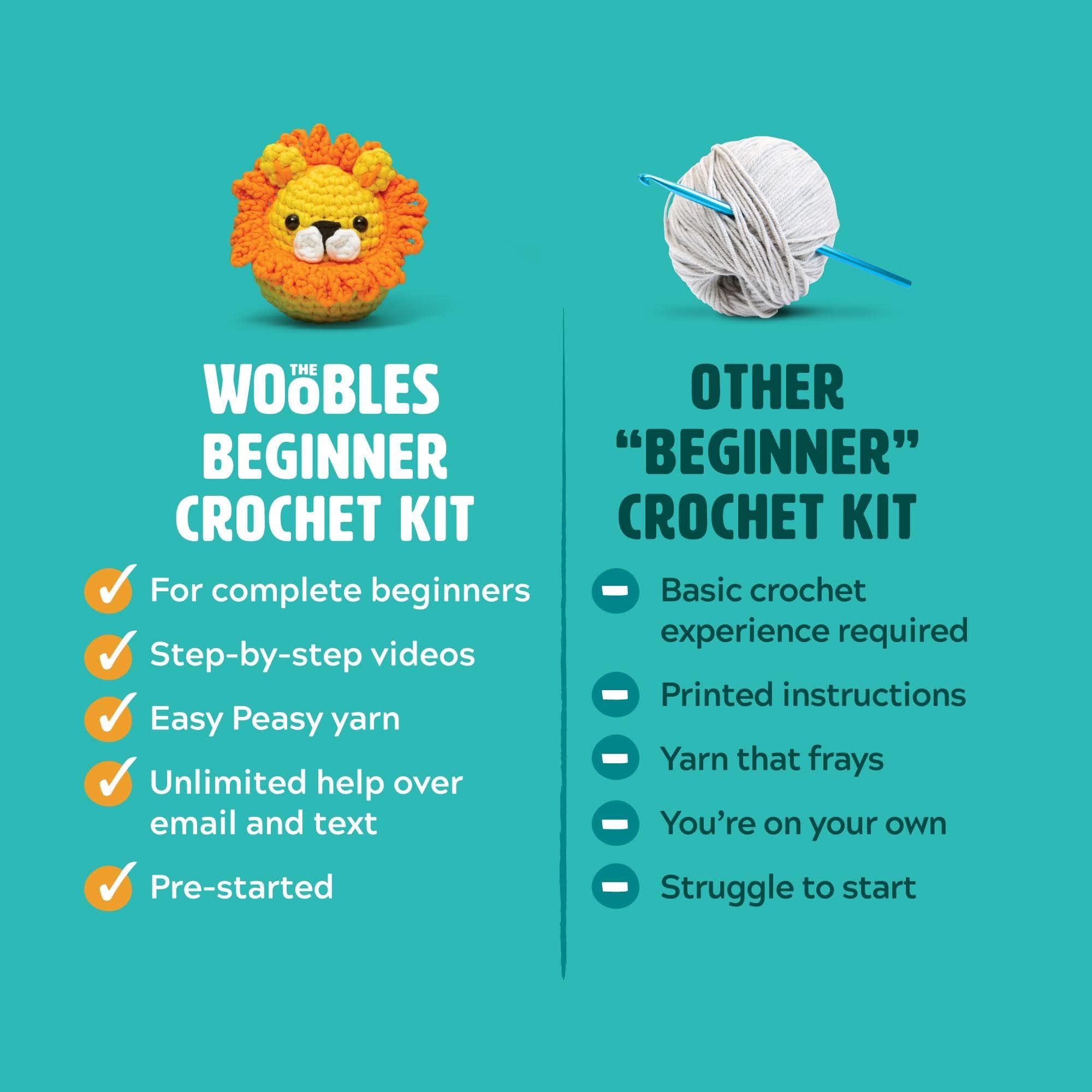 The Woobles Beginners Crochet Kit with Easy Peasy Yarn as seen on Shark Tank - with Step-by-Step Video Tutorials - JoJo The Bunny