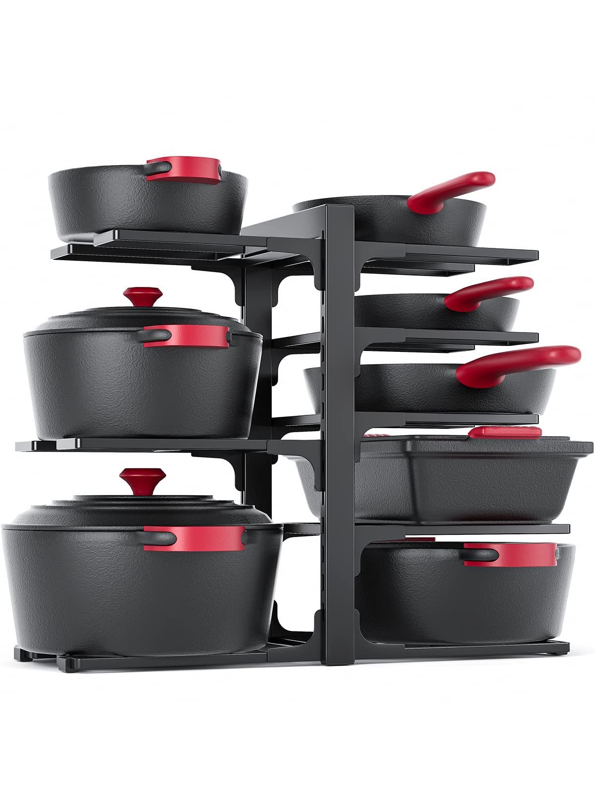 MUDEELA 8-Tier Pan Organizer Rack for Kitchen Cabinet Storage and Organization, 15.83" Height Heavy Duty Pots and Pans Organizer under Cabinet, Adjustable Pot Organizer Rack