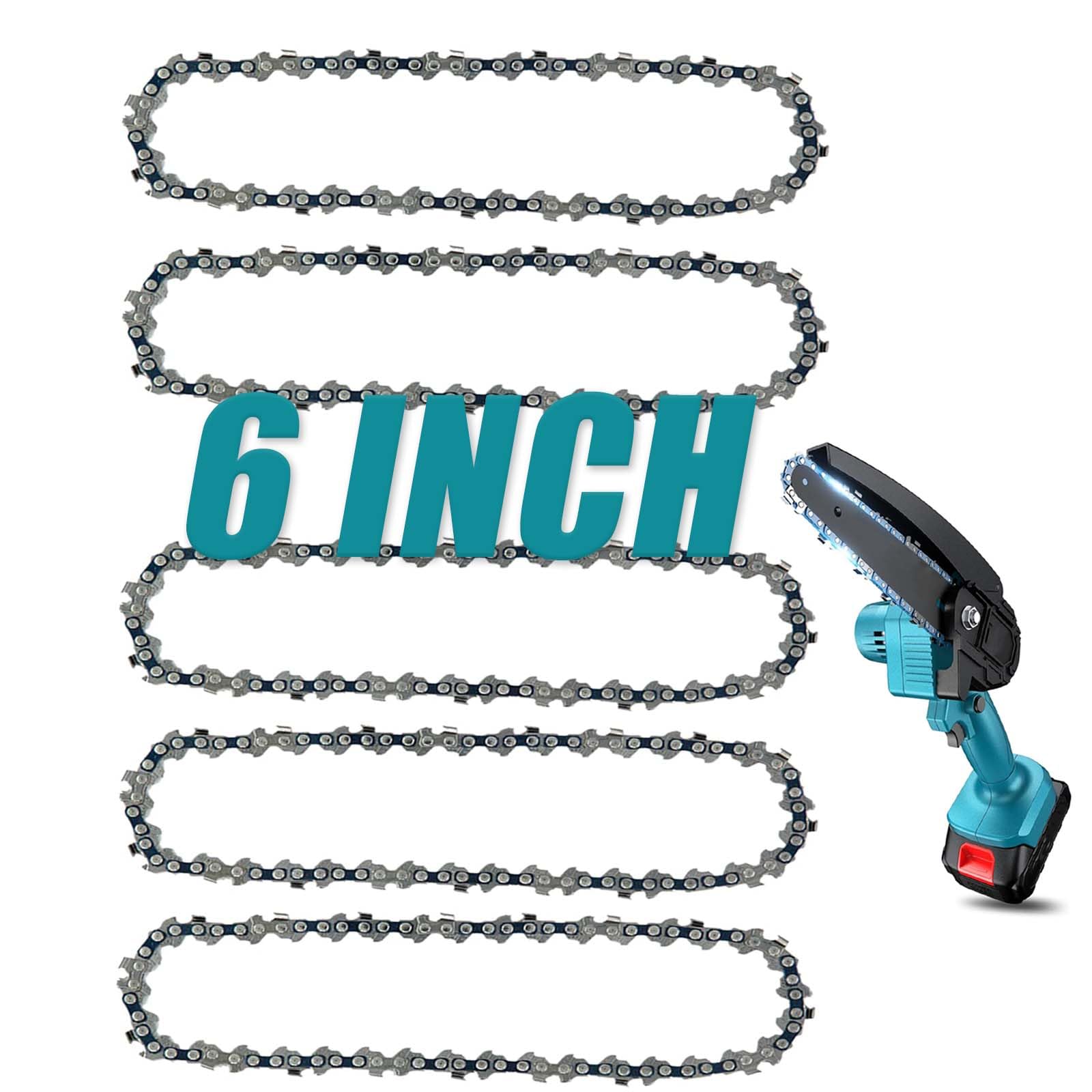 6 Inch Chainsaw Chain, 5 Pieces Replacement Chains for Almost 6-inch Cordless Electric Portable Mini Chainsaws, Durable Carbon 6Inch Chainsaw Chains for Pruning Shears and Wood Cutting