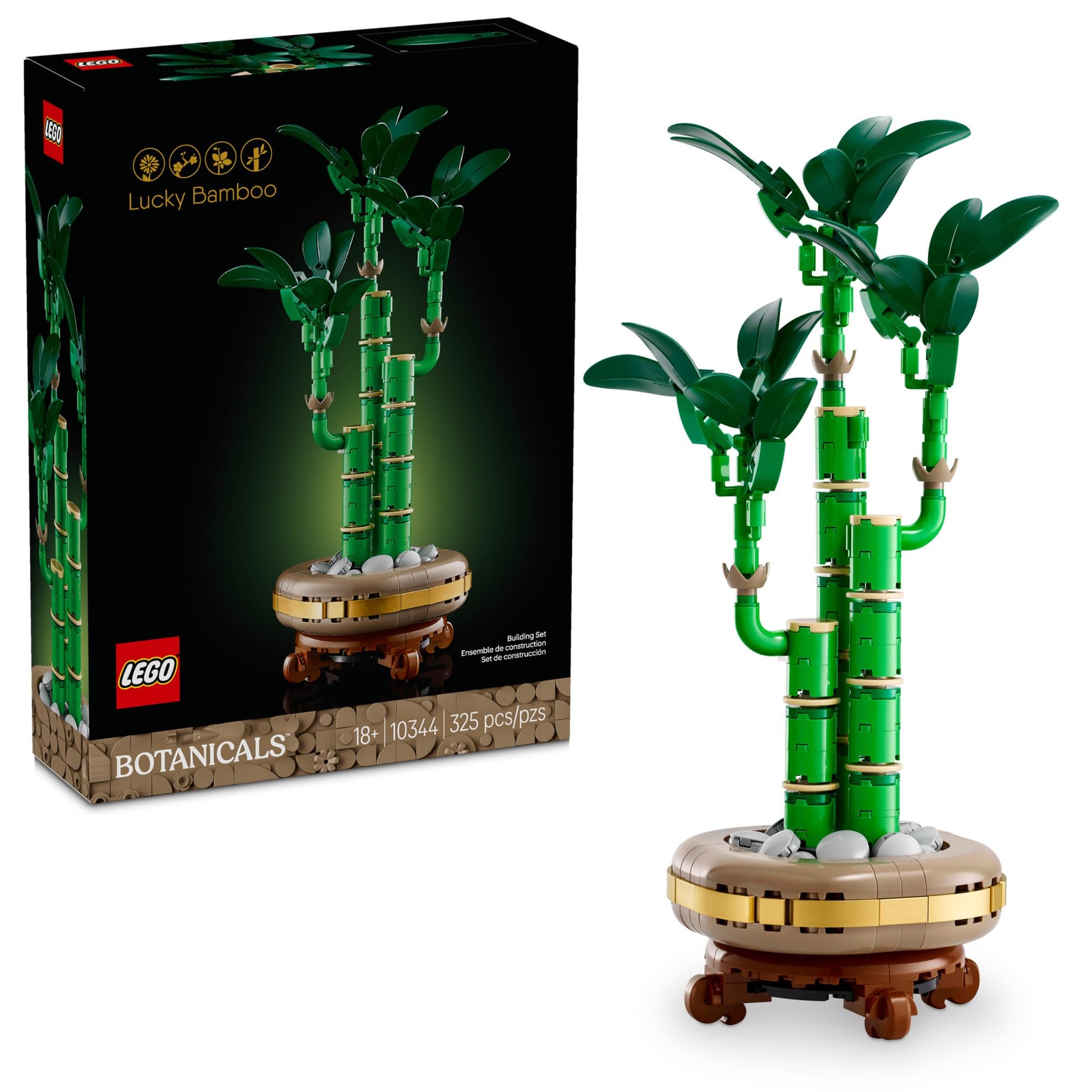 LEGO Botanicals Lucky Bamboo Building Set - Artificial Plant for Indoor Home Décor, Adults Ages 18+ - Fake Plant Decoration for Table, Desk, Office - Gift for Birthdays - 10344