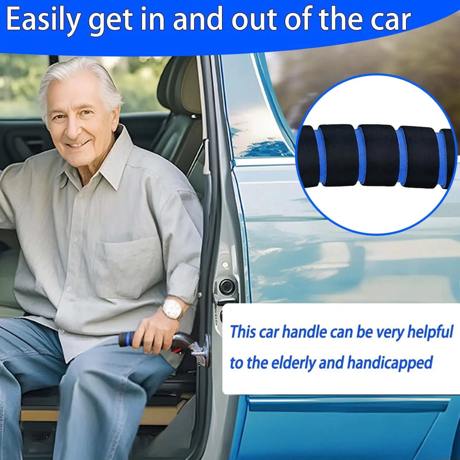 KOUNATSURI 2Pack Car Door Handle for Elderly Car Handle Assist Support Multifunction for Seniors and Handicapped