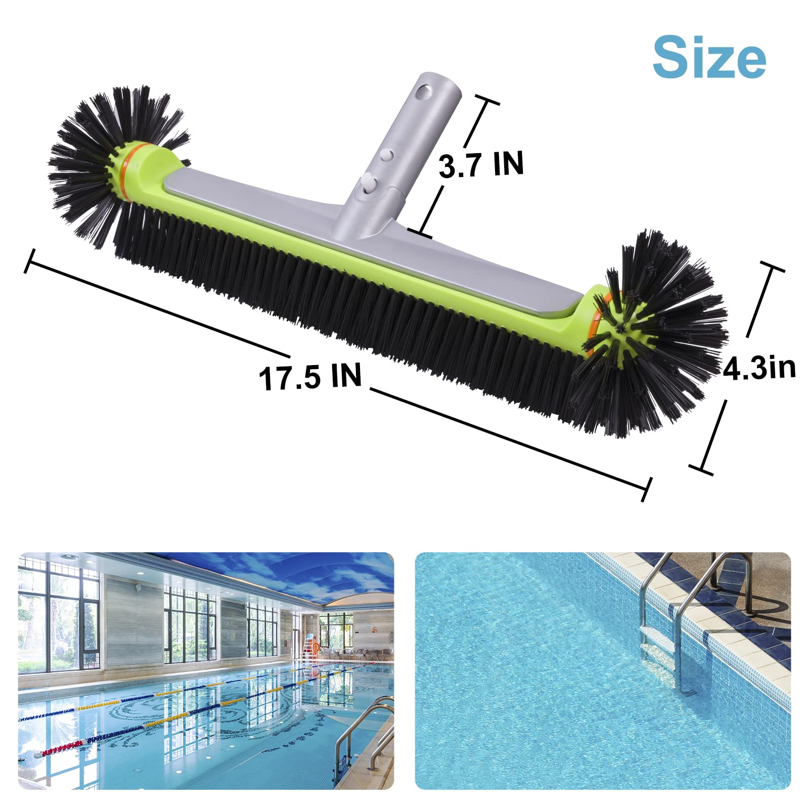 Sepetrel Pool Brush Head for Cleaning Pool Walls,Heavy Duty Inground/Above Ground Swimming Pool Round Scrub Brushes with Premium Strong Bristle & Reinforced Aluminium Back