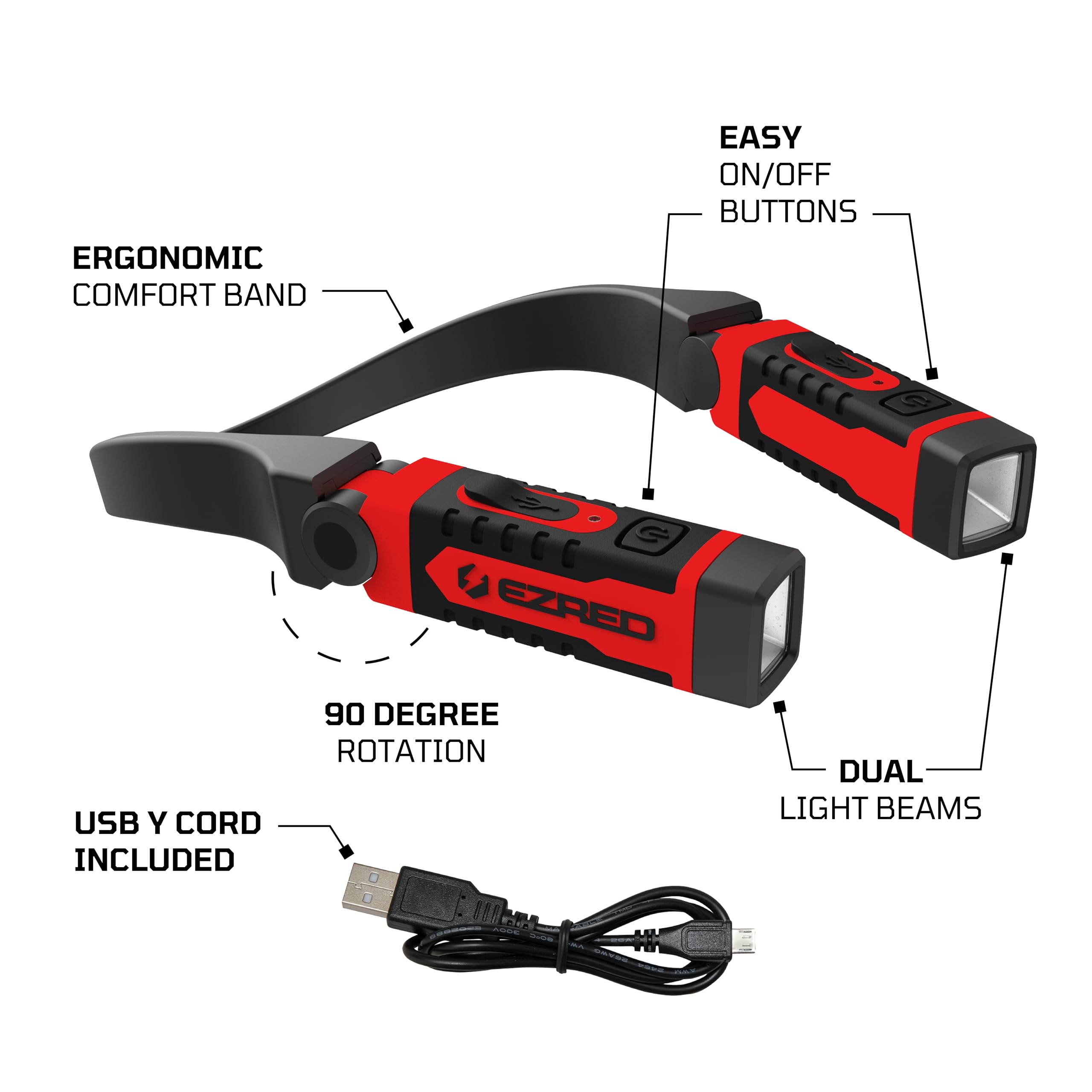 EZRED ANYWEAR Rechargeable Neck Light for Hands-Free Lighting - NK15, Perfect Light for Mechanics, Camping, Hunting, DIY Projects, Reading