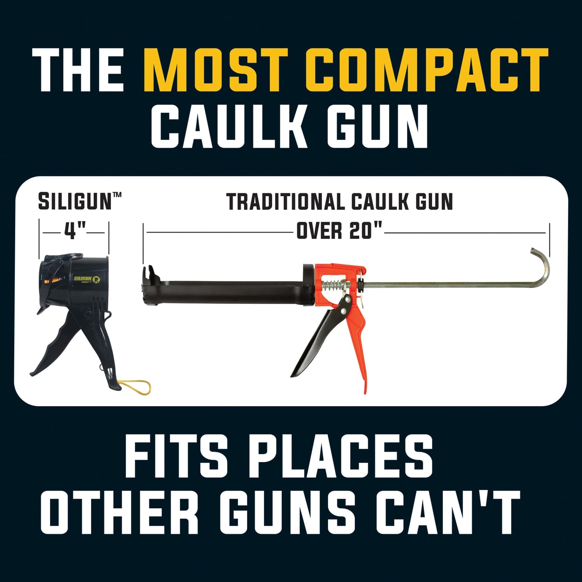 SILIGUN™ Gen-3 Compact Caulking Gun - No Drip Caulk Gun - Patented Design - Lightweight ABS Frame - Works with All 10 oz Tubes