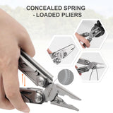 PERWIN Multitool, 17-in-1 Stainless Steel Multi Tool Pliers with Self-Locking, Pocket Knife, Nylon Sheath, Professional (EDC) Multi-Tool for Survival, Camping and Hunting, Hiking, Simple Repair