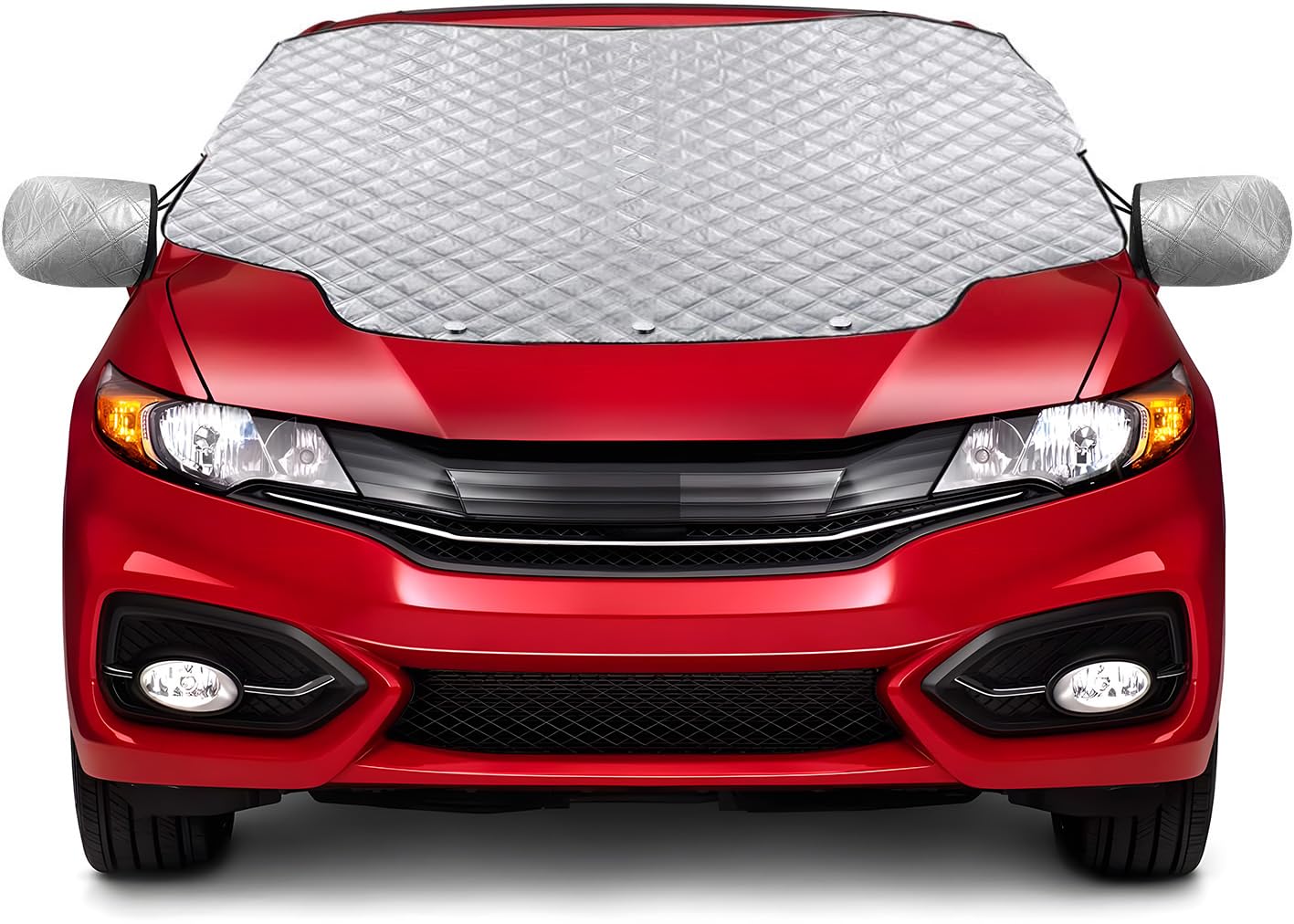 Gintenco Car Windshield Snow Cover, Frost Ice Windscreen Covers with Magnetic Edges, 4 Layers Thickness Snow Protector Covers with Side Mirrors Cover Easy to Use for Car SUV CRV Trucks (Large)