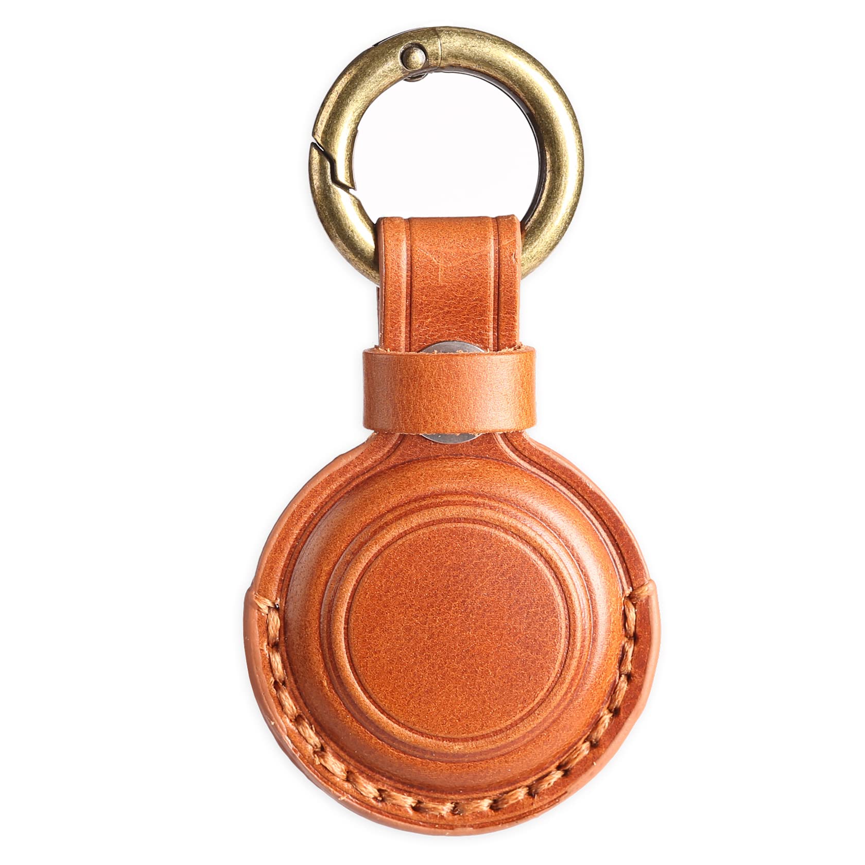 KEEPXYZ Echtes Leder Airtag Halterung Geeignet für Apple Airtag Schlüsselanhänger Leder, Kleiner Air Tag Halter mit Schlüsselringen, Schutzhülle Airtag Zubehör – Braun V1.0