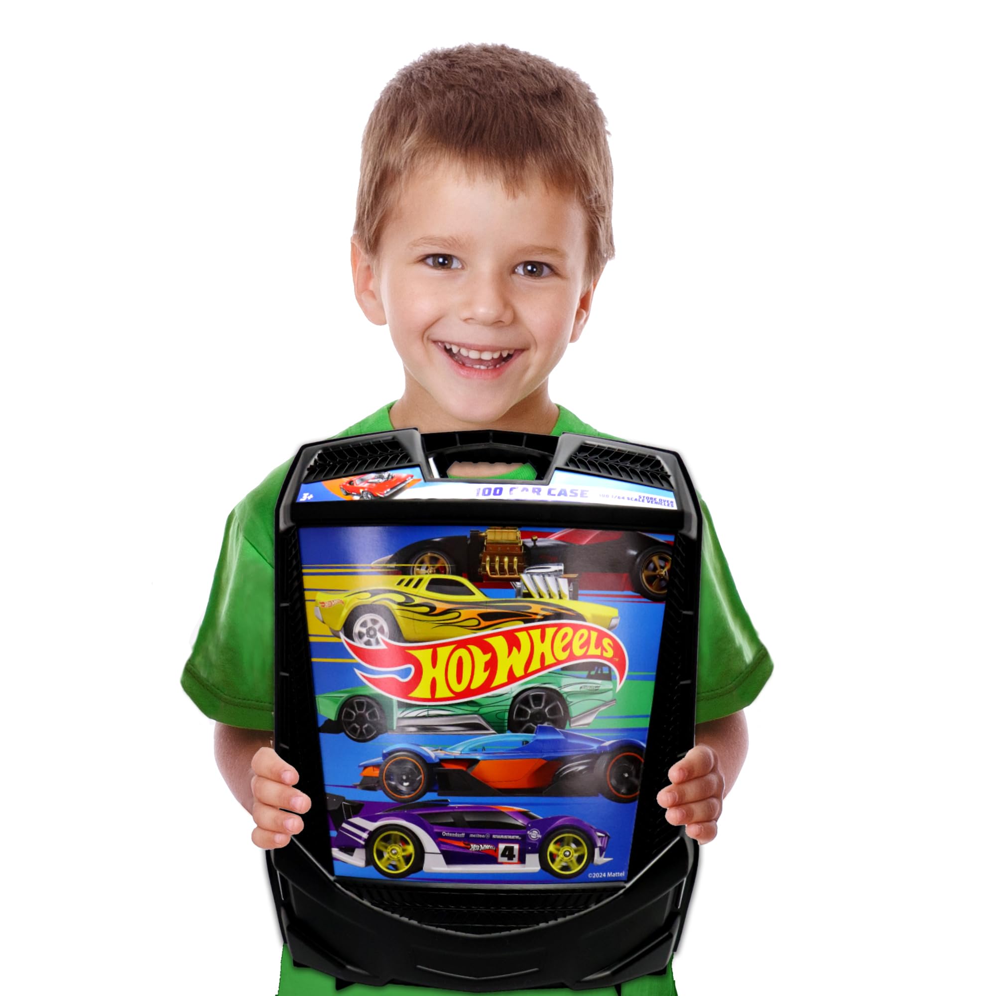 Hot Wheels 100-Car Storage Case – Large Capacity Organizer for 1:64 Die-Cast Vehicles with Handle and Latch, Durable Portable Carrying Case for Kids, Travel, and Toy Car Collectors