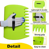 2 Sets Leaf Scoops Hand Rakes, Leaf Scoops and Claws with 2 Pairs Gloves, Lightweight Plastic Leaf Scoop, Large Leaf Grabbers for Picking Up Leaves, Clippings, Grass(2 Sets,Yellow+Green)