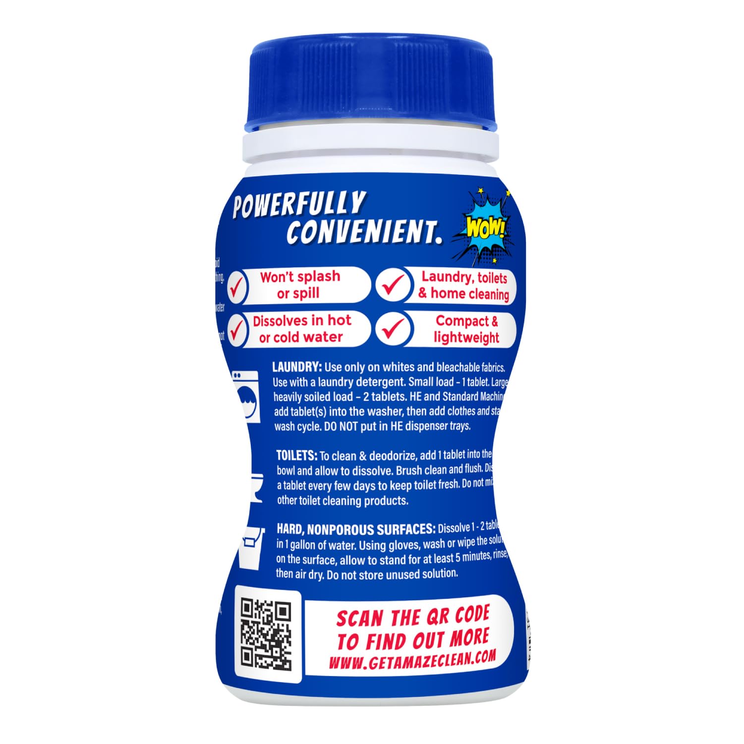 AMAZE Ultra Concentrated Bleach Tablets [32 tablets] - Original Scent - for Laundry, Toilet, and Multipurpose Home Cleaning. No Splash Liquid Bleach Alternative