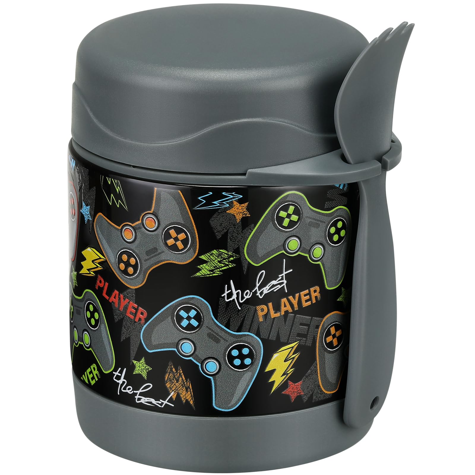 10oz Soup Thermo for Hot Food Kids Insulated Food Jar,Thermo Hot Food Lunch Container, Width Mouth Stainless Steel Lunch Box for Kids with Spoon (Pink-Cute Horse)