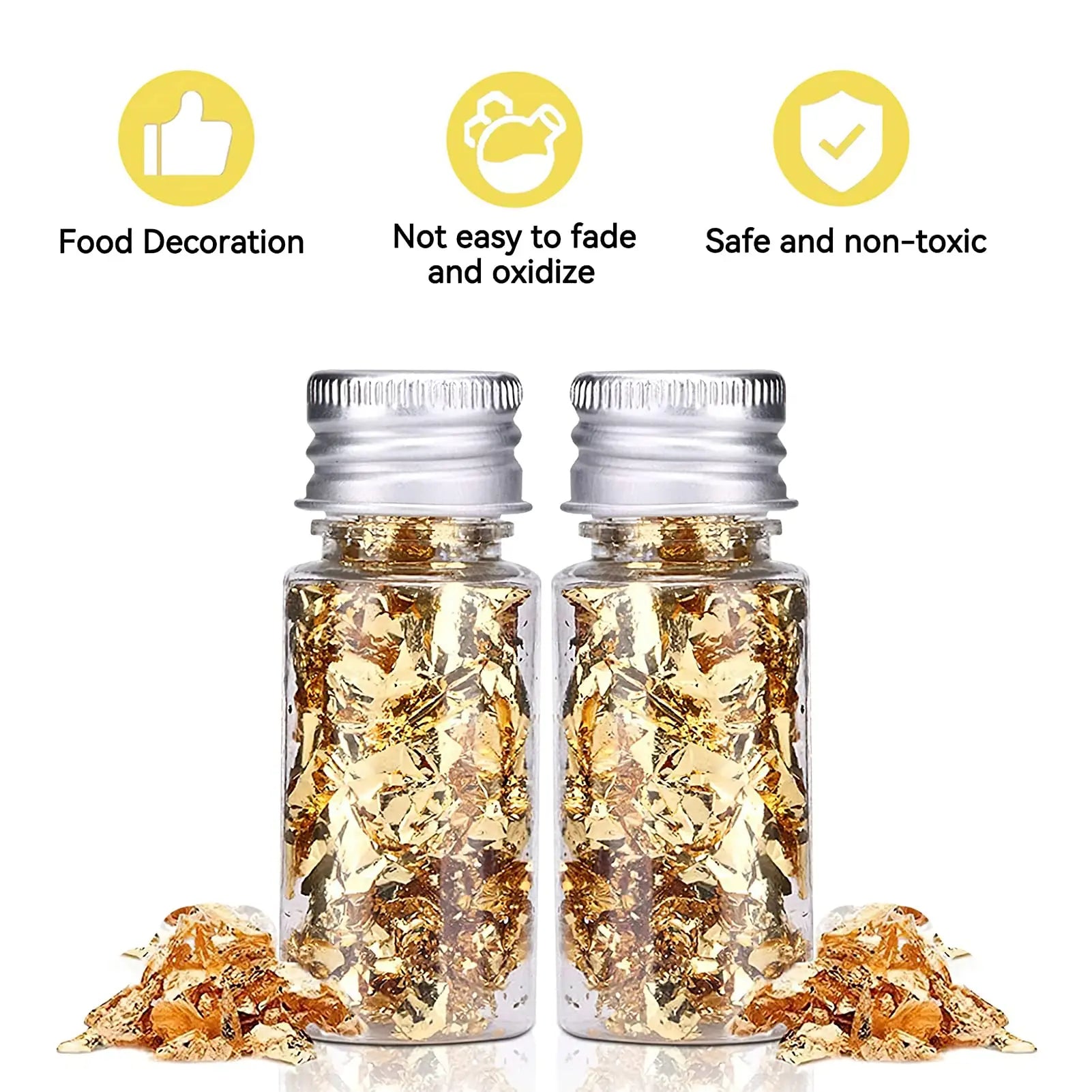Serlium Edible Gold Leaf, Gold Leaf Cake Decoration Gold Flakes Food Gold Foil Decoration Baking Gold Foil Decor Chocolates Decor Gold Leaf Sheets for Cooking Dessert Decoration Crafts Makeup (2Pcs)