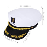 Adult Yacht Boat Sailor Captain Costume Hat Cap Marine Admiral (White), As Shown, 22 x 15 x 5 cm