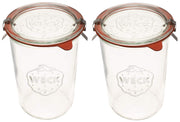 Weck Canning Jars 743 - Weck Mold Jars made of Transparent Glass - Eco-Friendly Canning Jar - Storage for Food with Air Tight Seal and Lid - 3/4 Liter Tall Jars Set - Set of 2 Jars