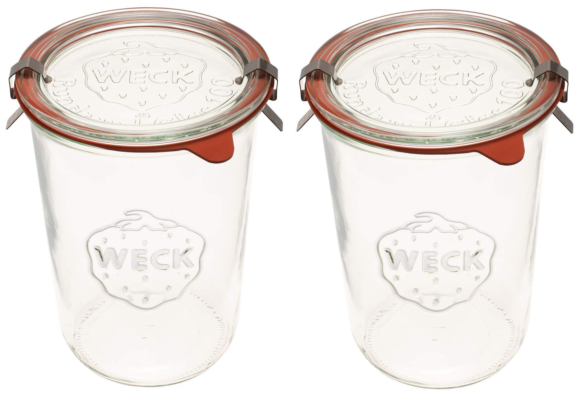 Weck Canning Jars 743 - Weck Mold Jars made of Transparent Glass - Eco-Friendly Canning Jar - Storage for Food with Air Tight Seal and Lid - 3/4 Liter Tall Jars Set - Set of 2 Jars