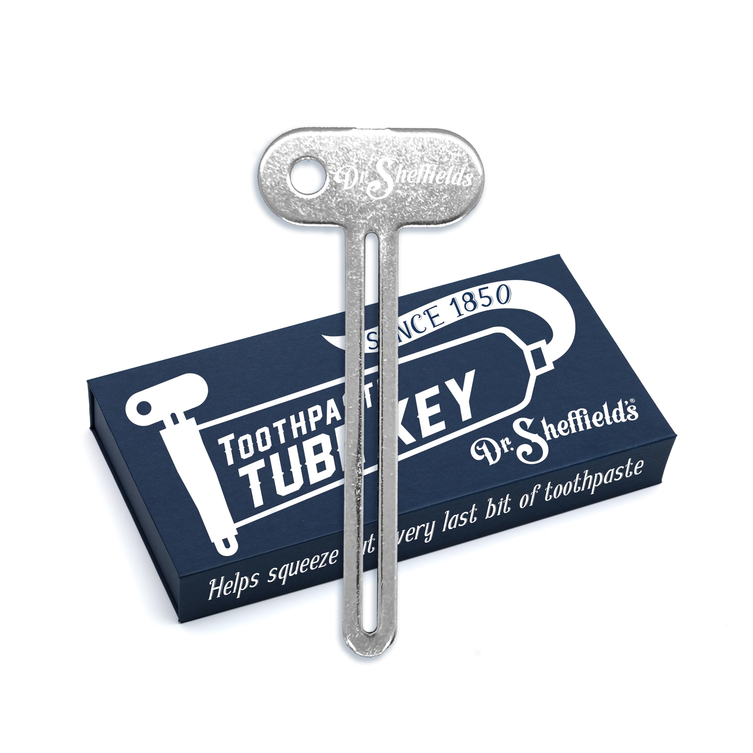 Dr. Sheffield's Aluminum Tube Key I Designed to effortlessly roll up Your Toothpaste Tubes, ensuring You Never Waste a Single Drop.