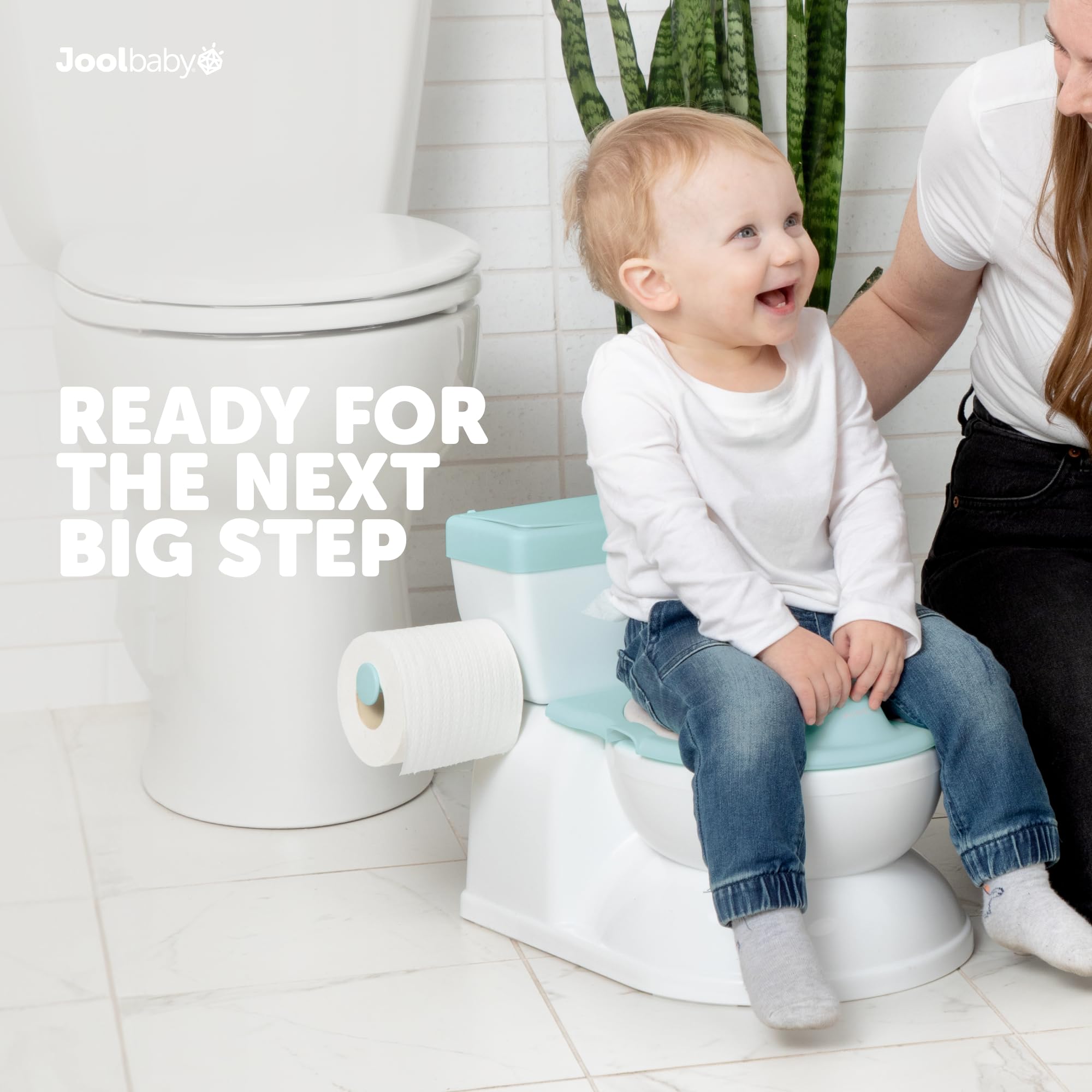 Real Feel 2-in-1 Potty with Wipes Storage, Flushing Sounds & Disposable Liners - Realistic Toilet - Easy to Clean & Assemble - Jool Baby (Aqua)