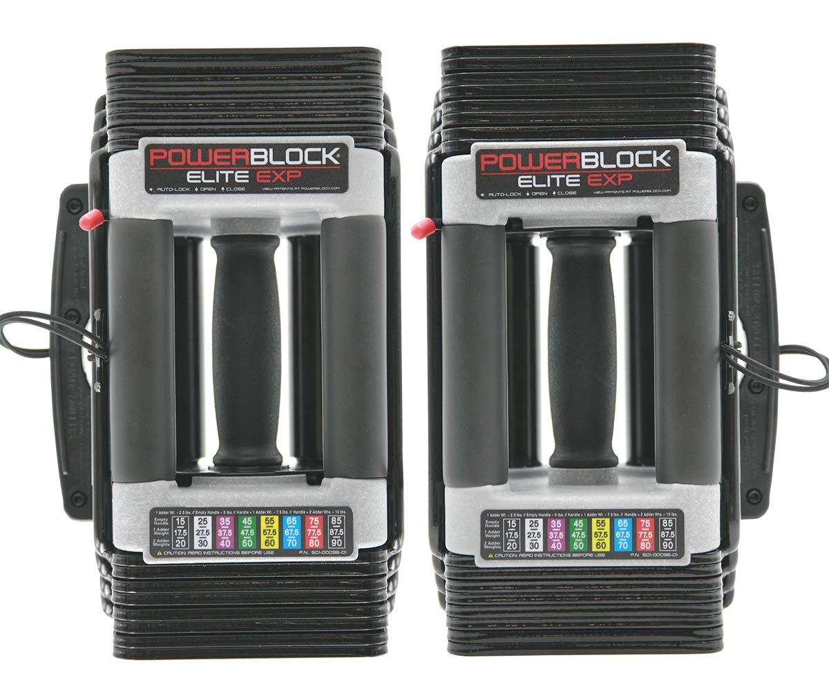 PowerBlock Elite EXP Adjustable Dumbbells, Sold in Pairs, Stage 1, 5-50 lb. Dumbbells, Durable Steel Build, Innovative Workout Equipment, All-in-One Dumbbells, Expandable with Expansion Kits
