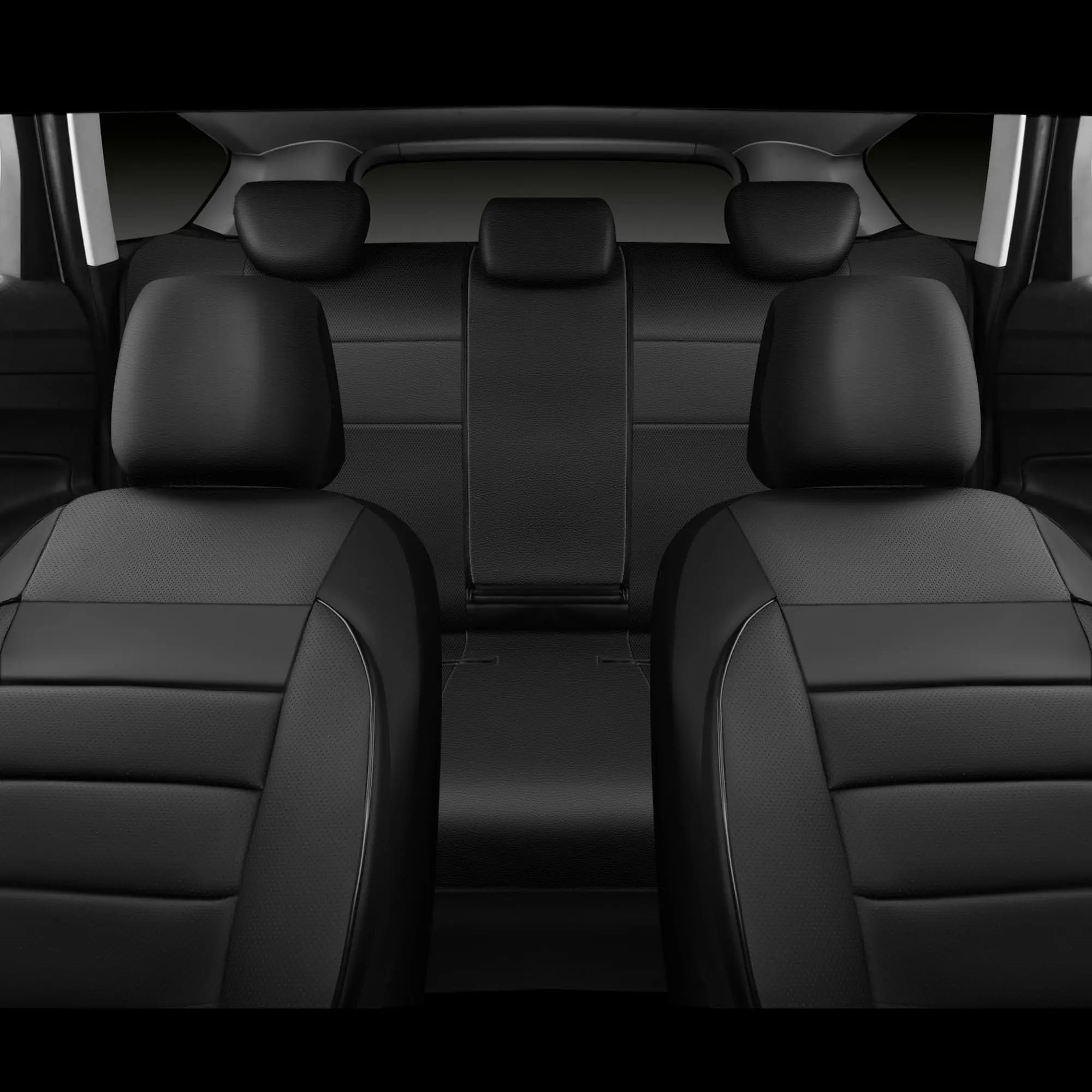 CAR PASS Leather Seat Covers Full Set Universal Water Resistant 3D Foam Back Support, Luxury Comfort Automotive 5 Seat Covers All Season Fit for SUV,Sedan,Van, Airbag Compatible Elegance(Pure Black)