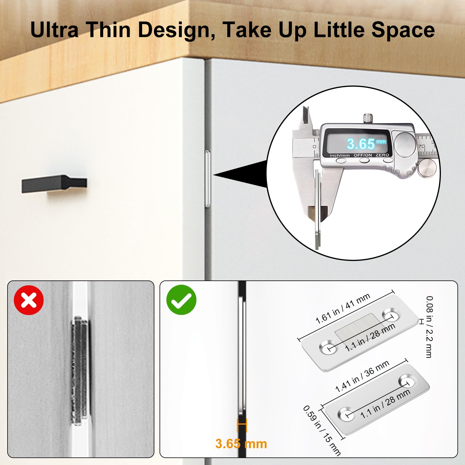 Cabinet Magnetic Catch Jiayi 4 Pack Ultra Thin Cabinet Door Magnetic Catch for Drawer Magnets Adhesive Cabinet Latch Magnetic Closures for Kitchen Closet Door Closing Magnetic Door Catch Closer