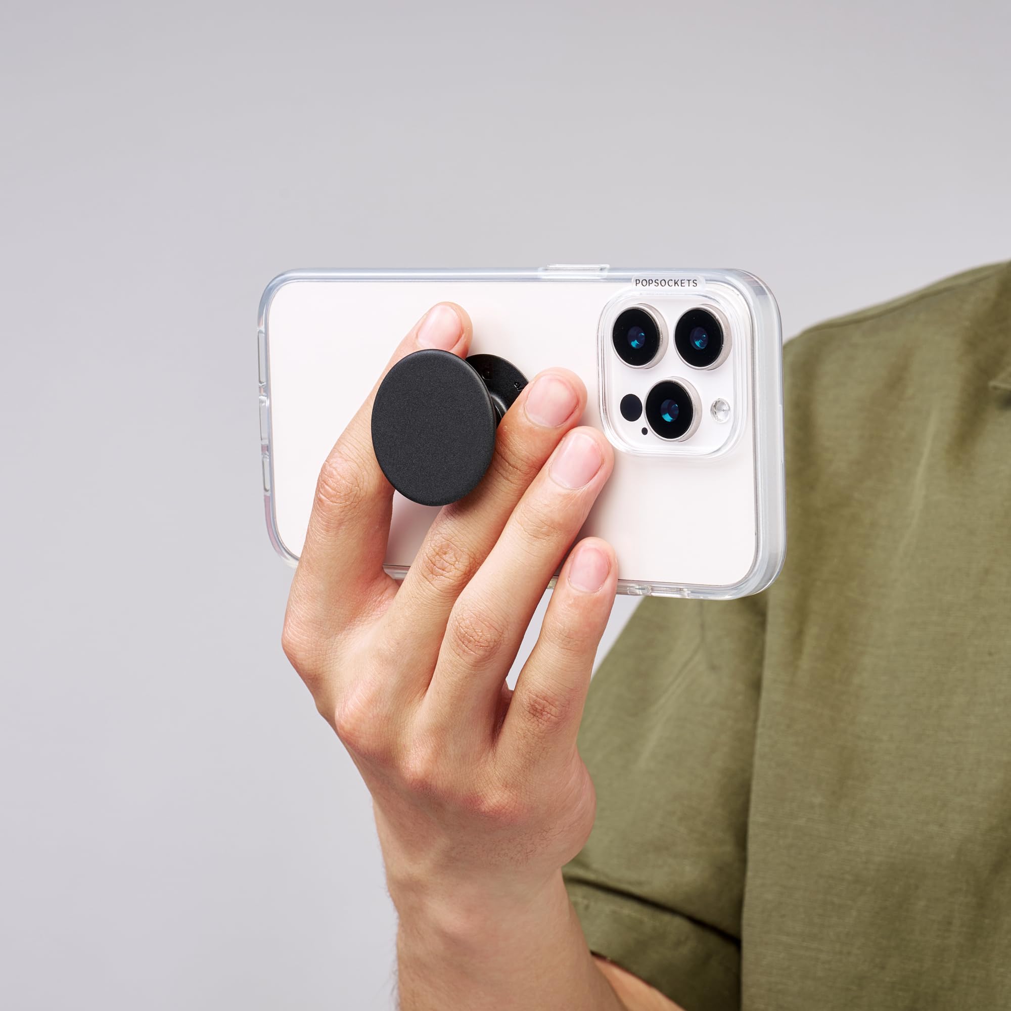 ​​​​PopSockets Phone Grip with Expanding Kickstand, Adhesive Grip - Black