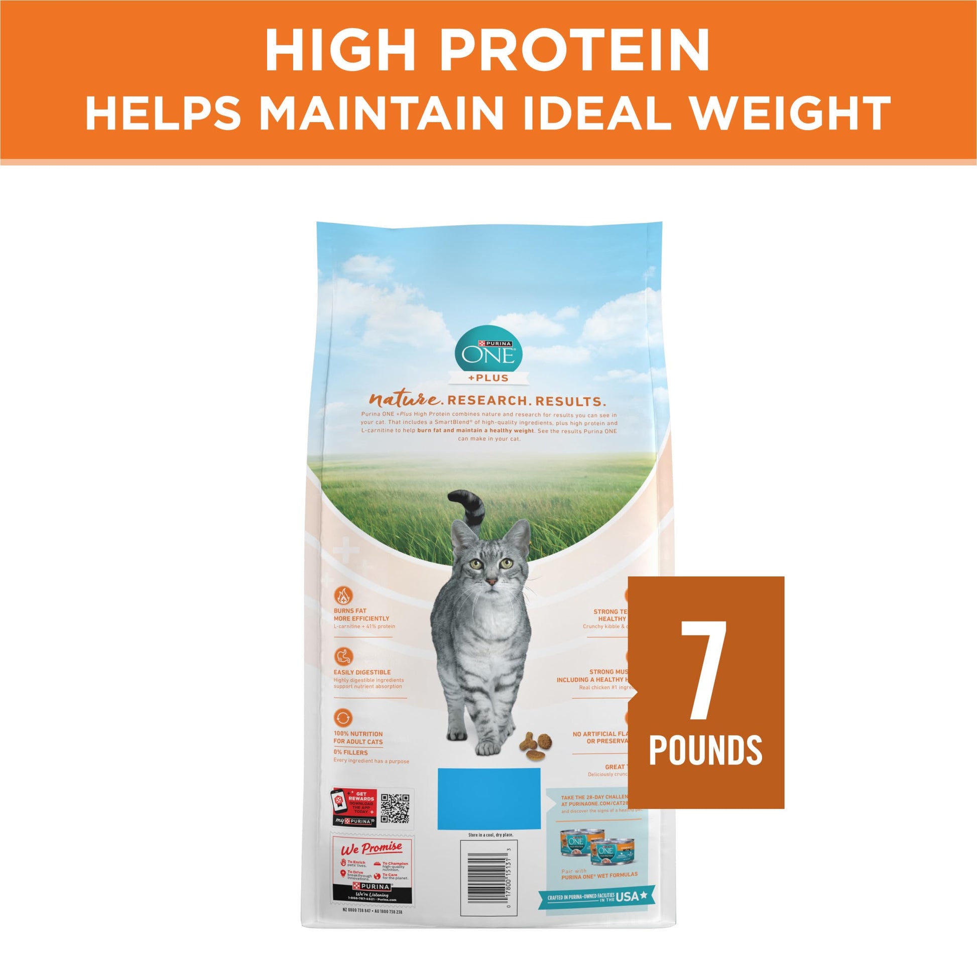 Purina ONE High Protein, Healthy Plus Ideal With Chicken Dry Cat Food Control Formula - 7 lb. Bag