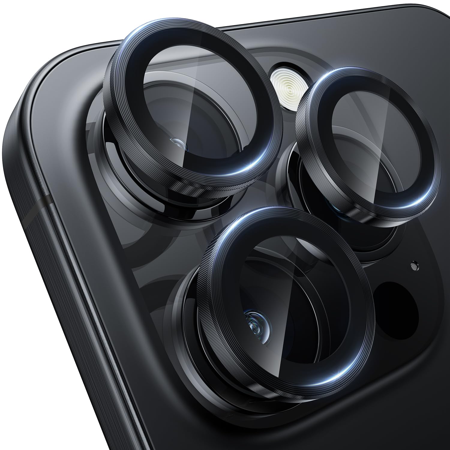 WSKEN for iPhone 16 Pro/iPhone 16 Pro Max/iPhone 15 Pro/iPhone 15 Pro Max Camera Lens Protector - [Original Shooting Model] Shatterproof Ultra HD Tempered Metal Glass Camera Screen Protector Cover