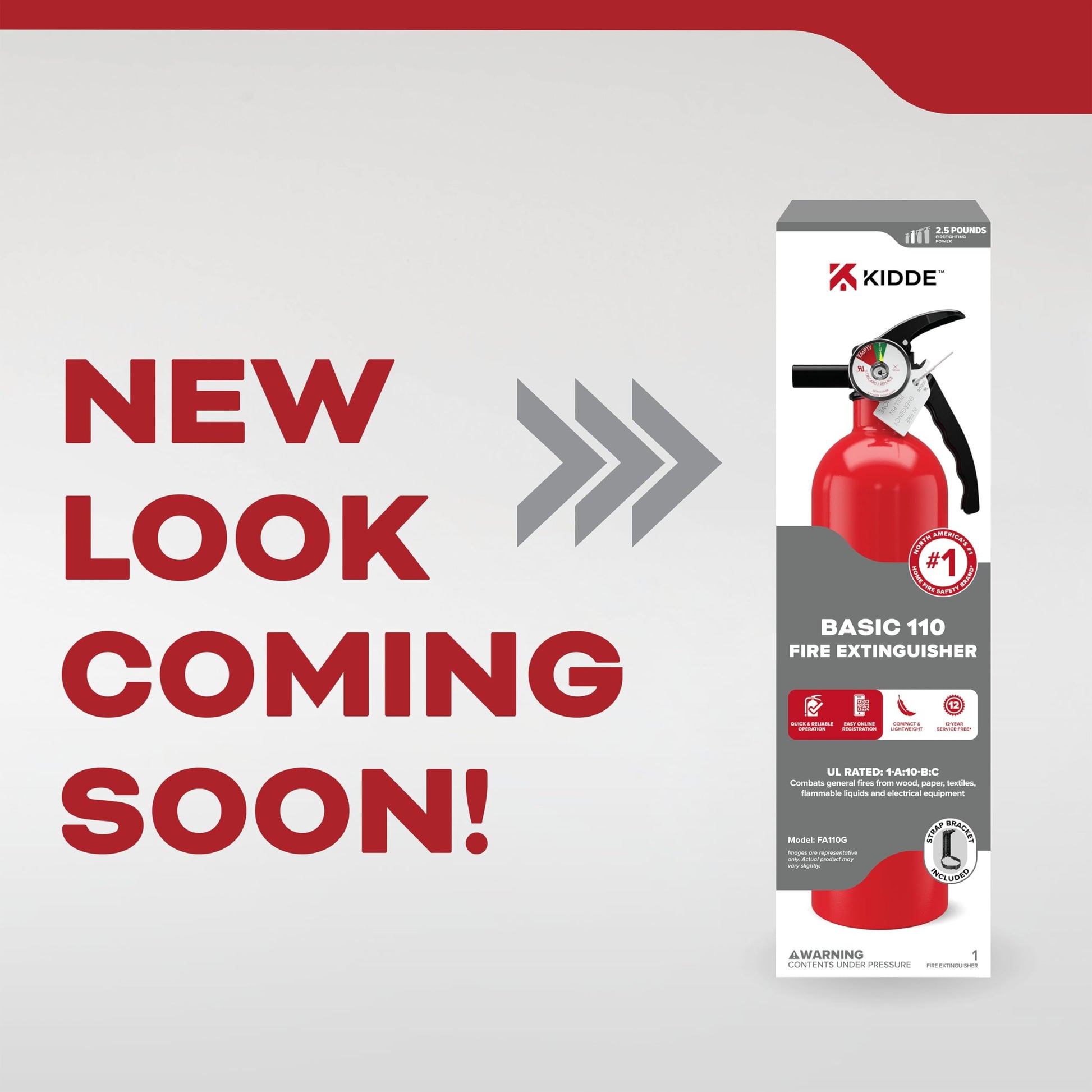 Kidde, FA110G, Multi Purpose Fire Extinguisher for Home, Office, Dorm, Residential, 1A10BC