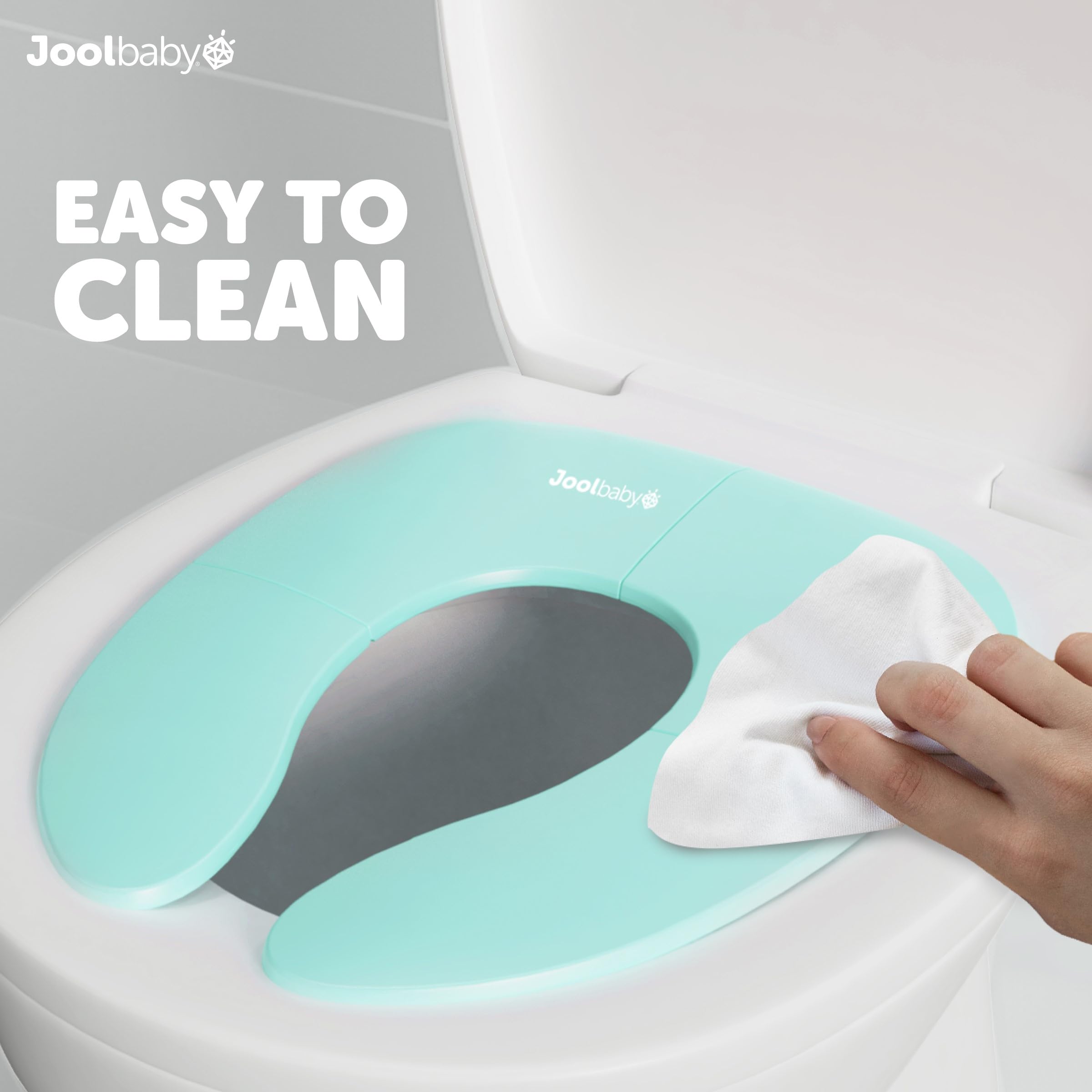 Jool Baby Folding Travel Potty Training Seat for Toddlers, Fits Round & Oval Toilets, Non-Slip Suction Cups, Includes Free Travel Bag (Aqua)