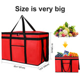 musbus 2-Pack XL-Large Insulated Grocery Shopping Bags, Red, Reusable, Heavy Duty, Zipped Zipper,Collapsible,Tote,Cooler,Groceries,for car,Recycled Material Warm Foldable Bag…