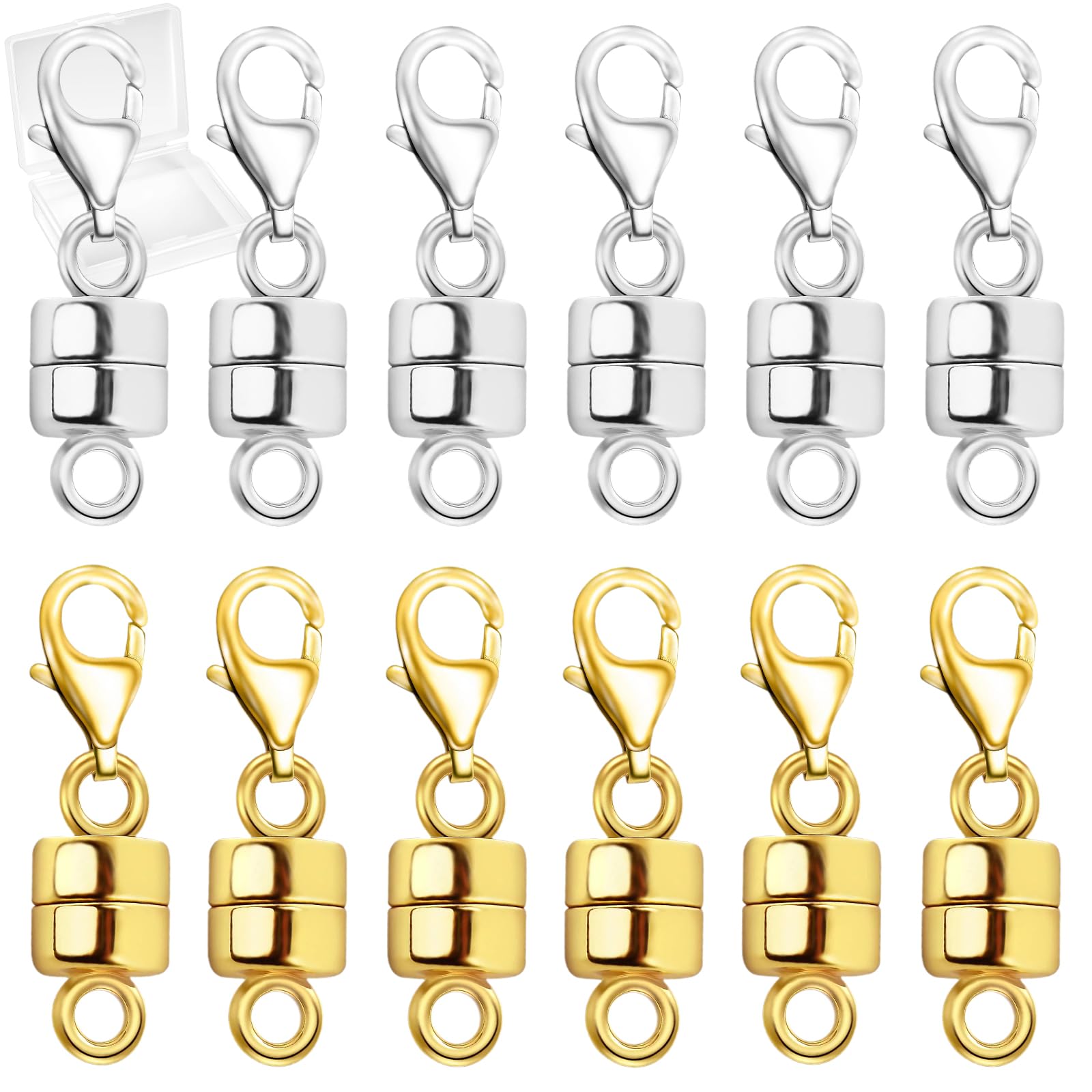 MKCYD Magnetic Necklace Clasp with Lobster Clasp,14K Gold and Silver Magnetic Jewelry Clasps for Necklace Extender Bracelet Closures