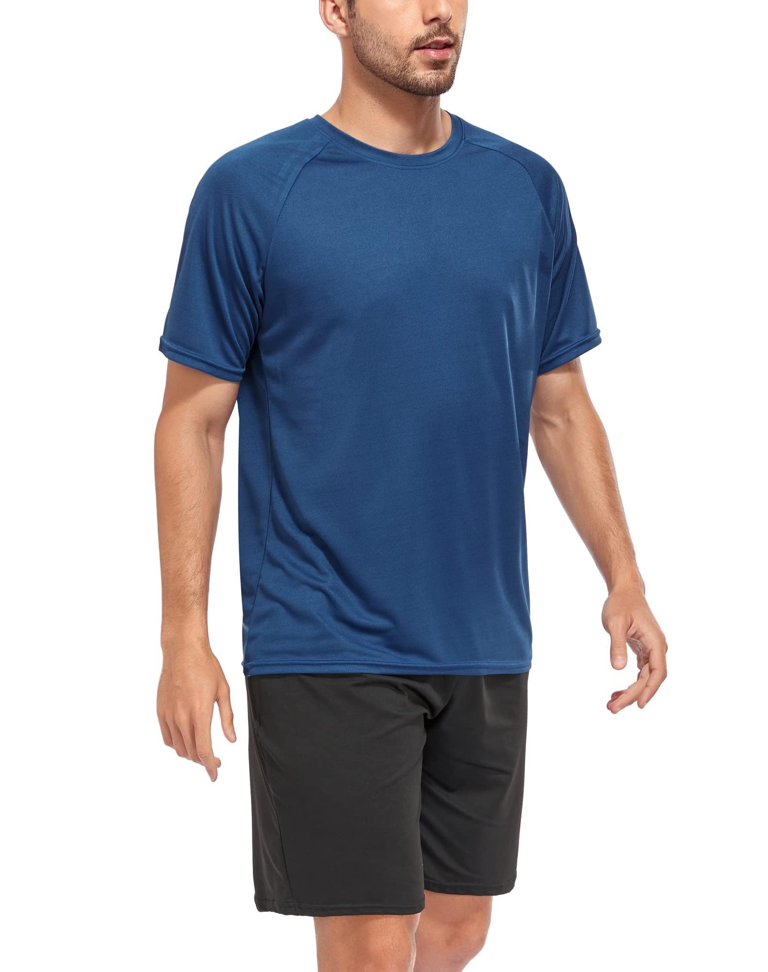 Kinglaman Mesh Workout Shirts for Men Dry Fit Gym Shirts Quick Dry Athletic Short Sleeve Sports T-Shirt Moisture Wicking 1 Black 1 Gray 1 White 1 Blue 1 Green Large