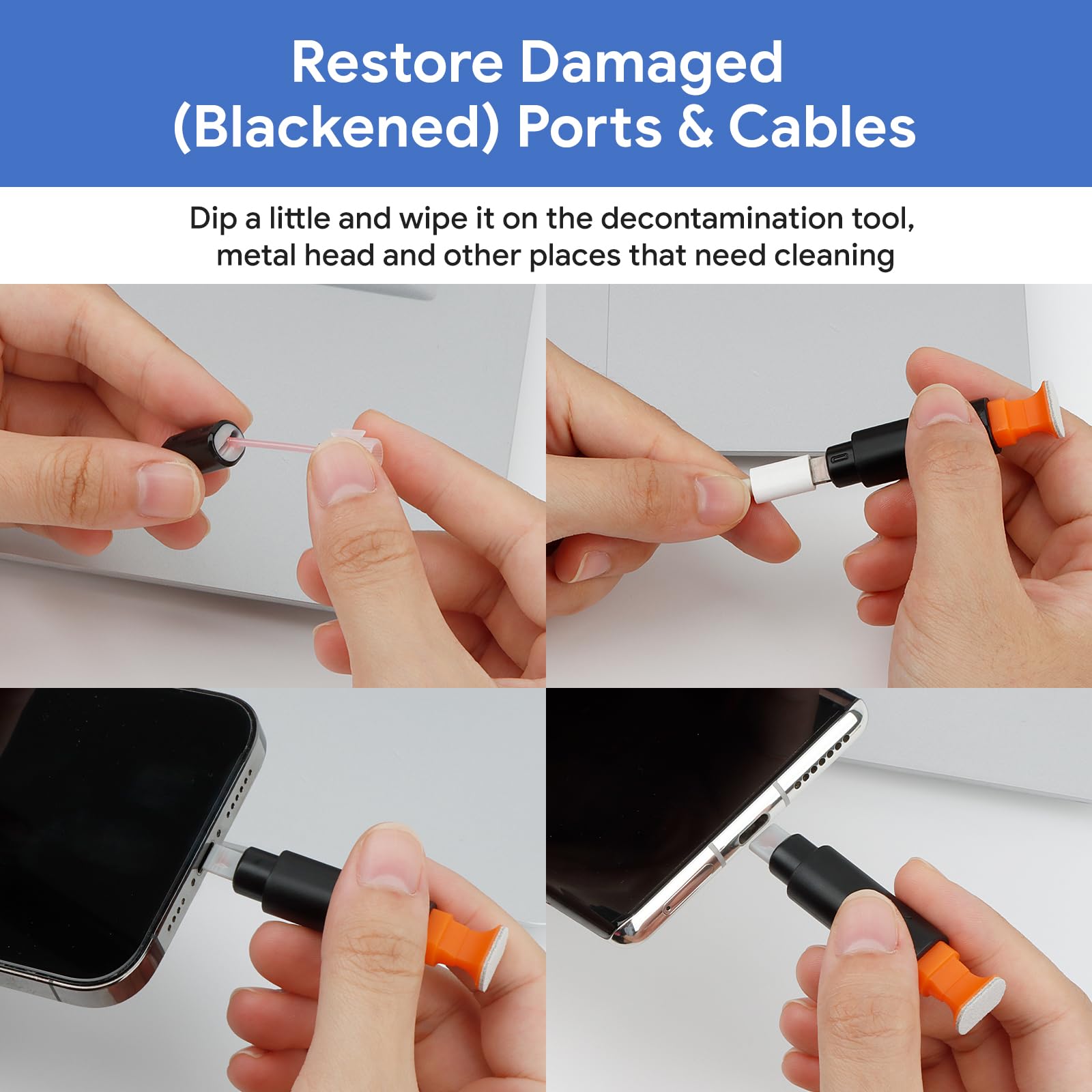 Phone Cleaning Kit for iPhone Cleaner,12 in 1 Port Cleaner Repair & Restore Tool for AirPod iPhone 16 15 14 Pro Max iPad Samsung etc,Phone Cleaning kit for Lightning and USB C Charging Port, Cables