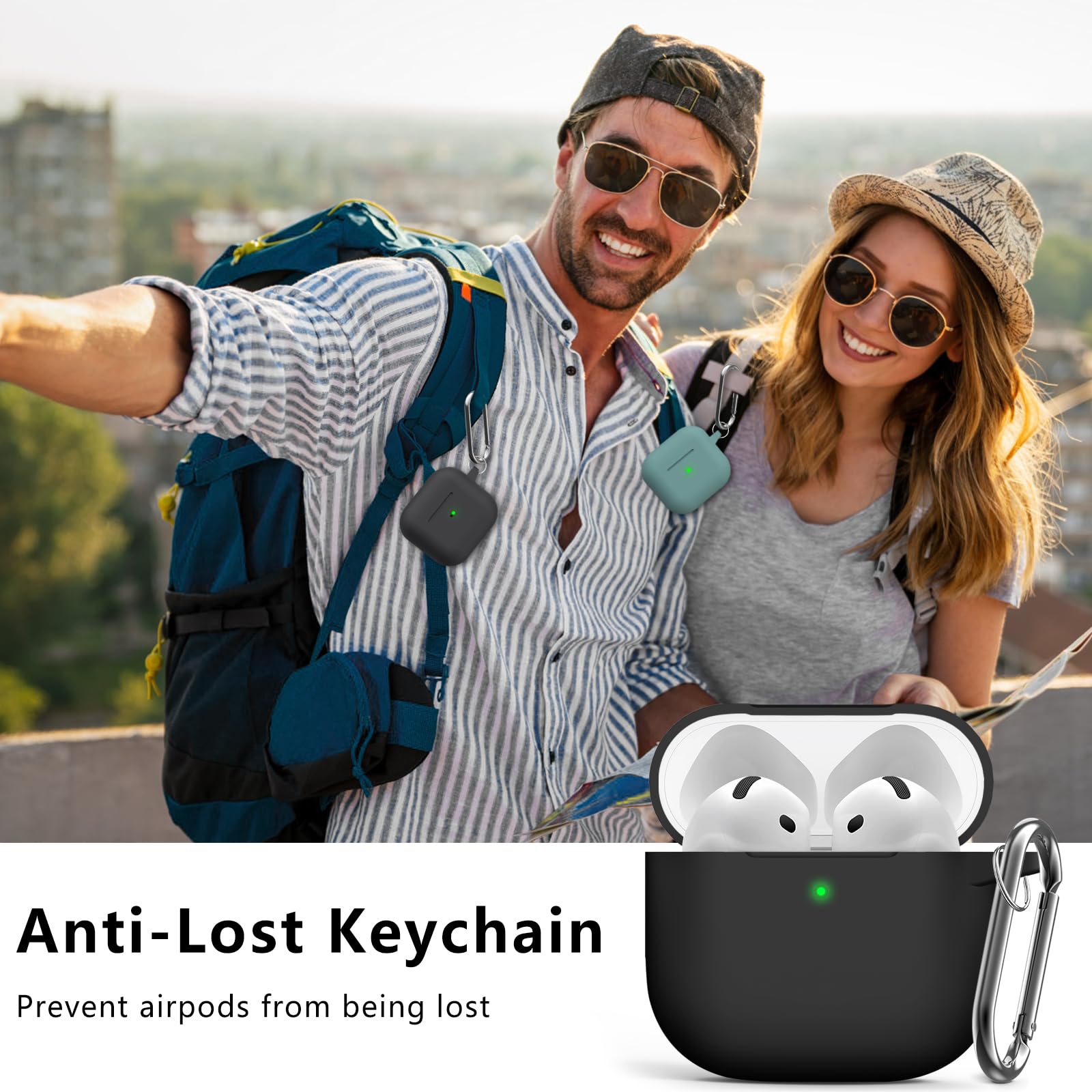 Ljusmicker for AirPods 4 Case Cover 2024 with Cleaner Kit,Soft Silicone Protective Case for Apple AirPods 4th Generation Case for Women Men,AirPod 4 Case Accessories with Keychain-Black
