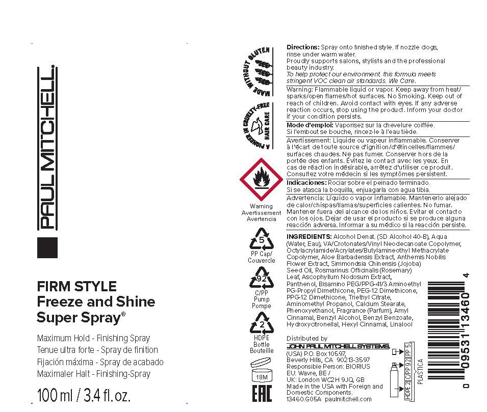 Paul Mitchell Freeze and Shine Super Hairspray, Maximum Hold, Shiny Finish Hairspray, For Coarse Hair, 8.5 fl. oz.