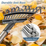 Garden Rake -Small Leaves Rakes for Gardening - 11 Metal Tines 8.5" Wide - 78" Long Handle Leaf Rakes for Lawns Heavy Duty for Yard Lawn Shrub Garden Beds