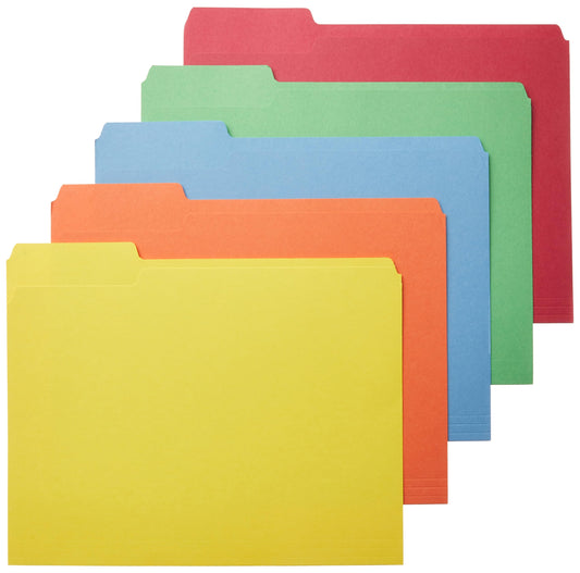 Amazon Basics AMZ401 File Folders - Letter Size (100 Pack) – Assorted Colors