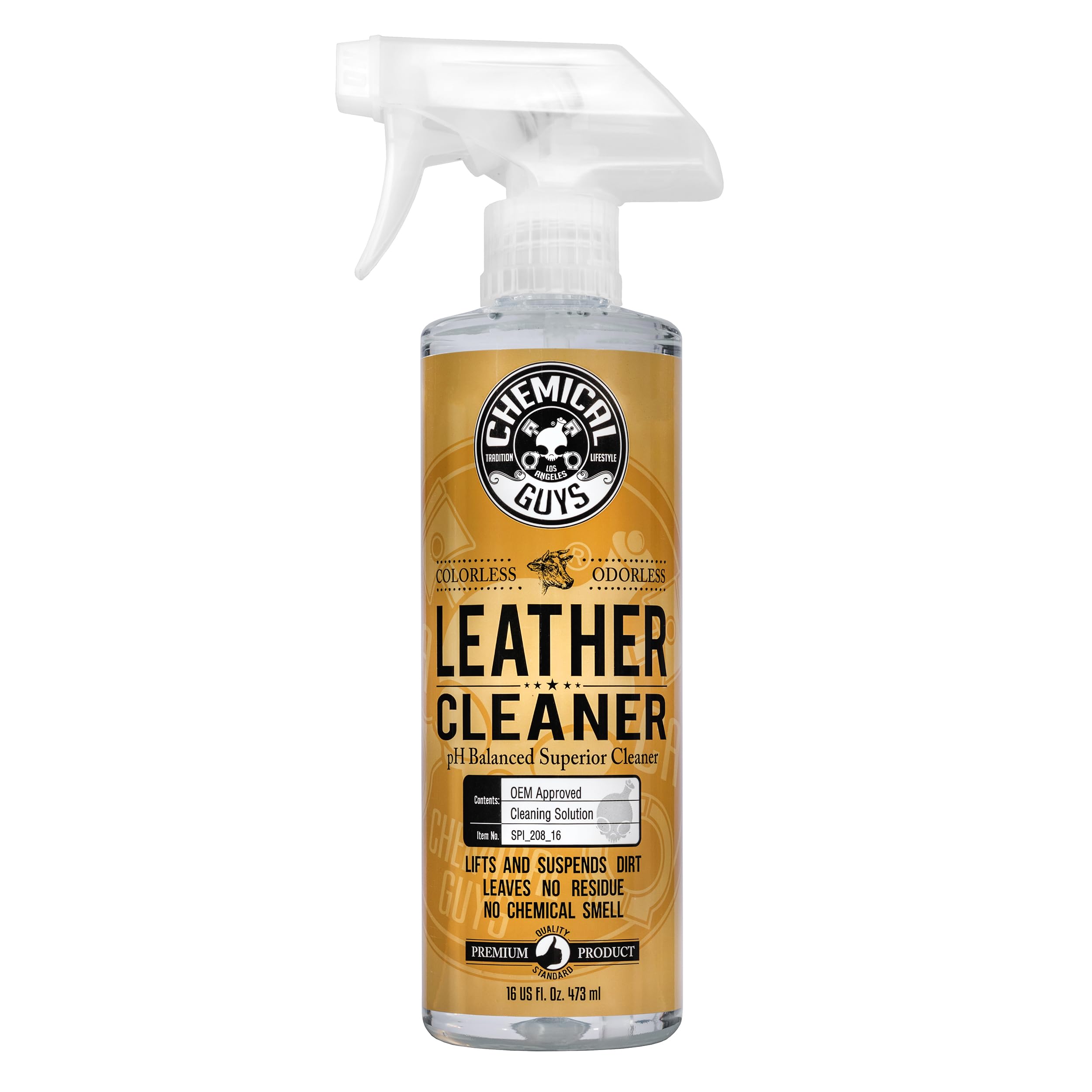 Chemical Guys SPI_208_16 Colorless and Odorless Leather Cleaner for Car Interiors, Furniture, Boots, and More (Works on Natural, Synthetic, Pleather, Faux Leather and More), 16 fl oz