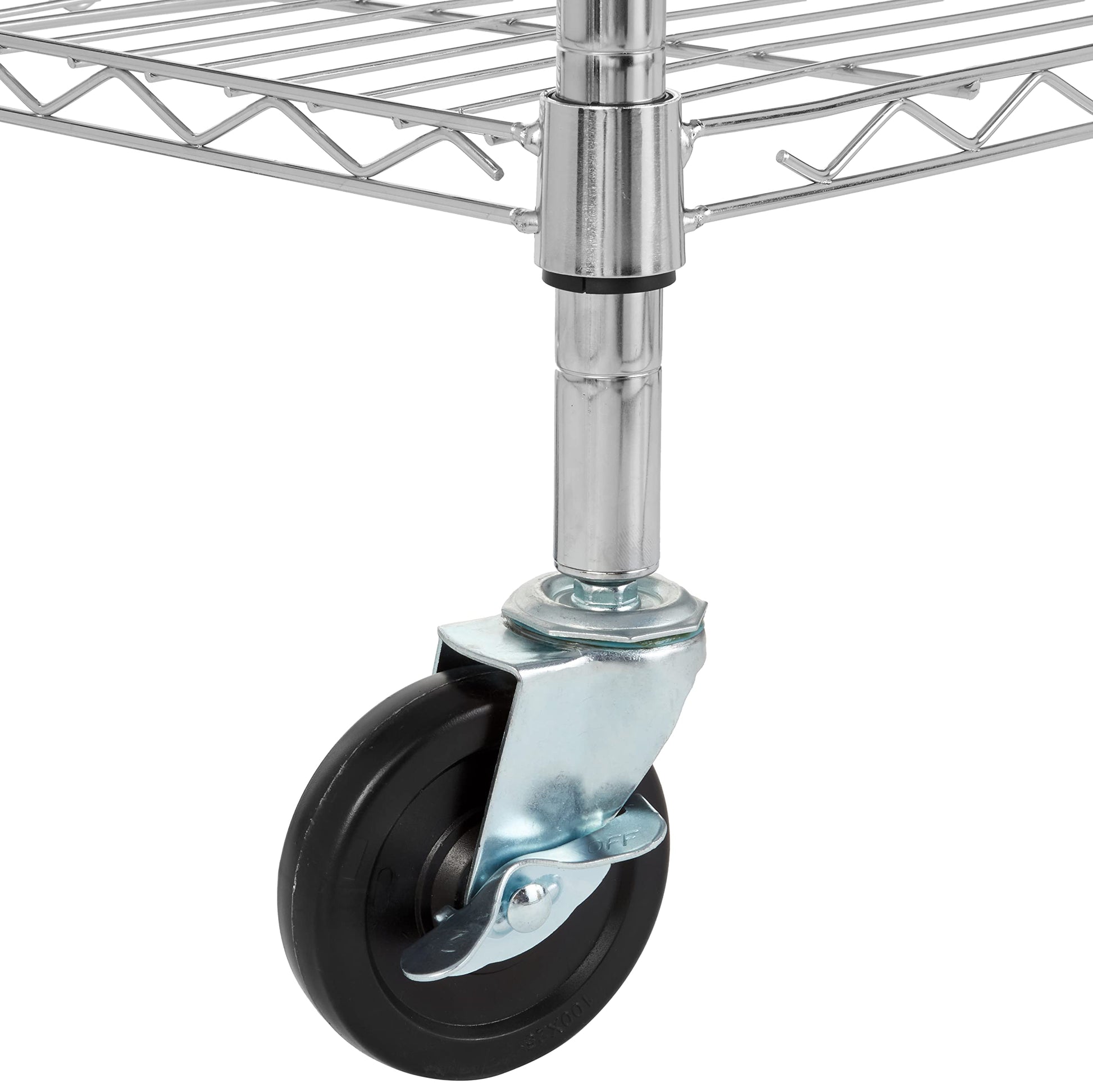 Amazon Basics Portable Kitchen 3-Tier Storage Rack on Caster Wheels with Adjustable 2 Shelves, 175 Pound Capacity, 21 x 15 x 36.7 inches (LxWxH), Wood/Chrome