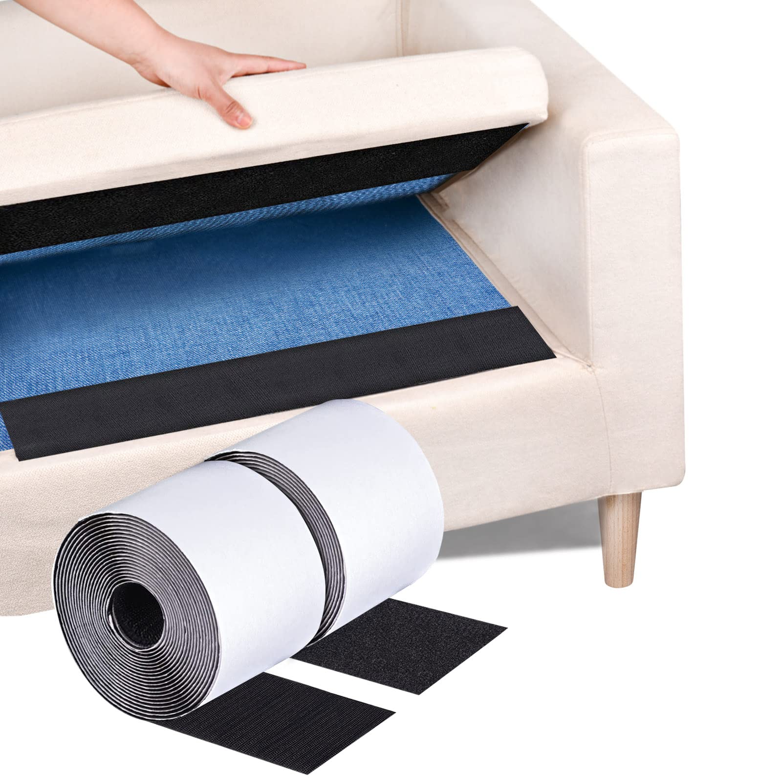 1 Inch x 82 Feet Black Hook Loop Strips with Adhesive Heavy Duty, Multi-Purpose Hook and Loop Tape, Double Sided Hook Loop Rolls, Picture Hanging Strips, Bulk Sticky Straps Wall Hanging Strips