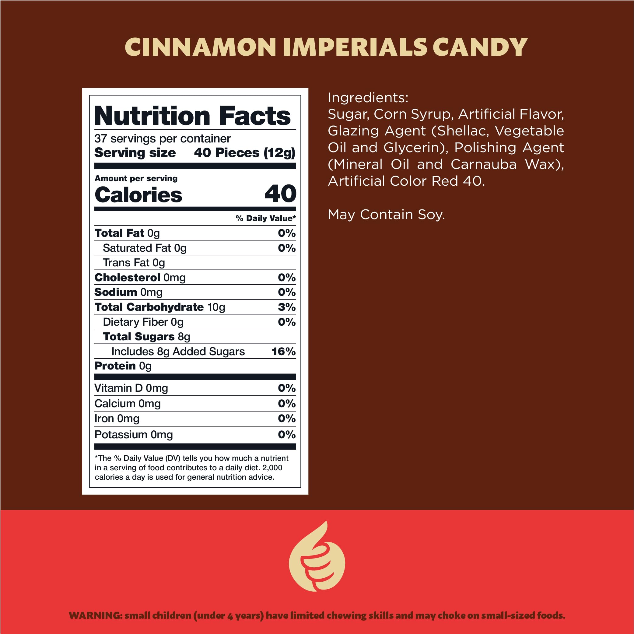 Cinnamon Imperials | 1-Pound Bag | Hard Candy | Red Spicy Sweets | Classic Cinnamon Candies